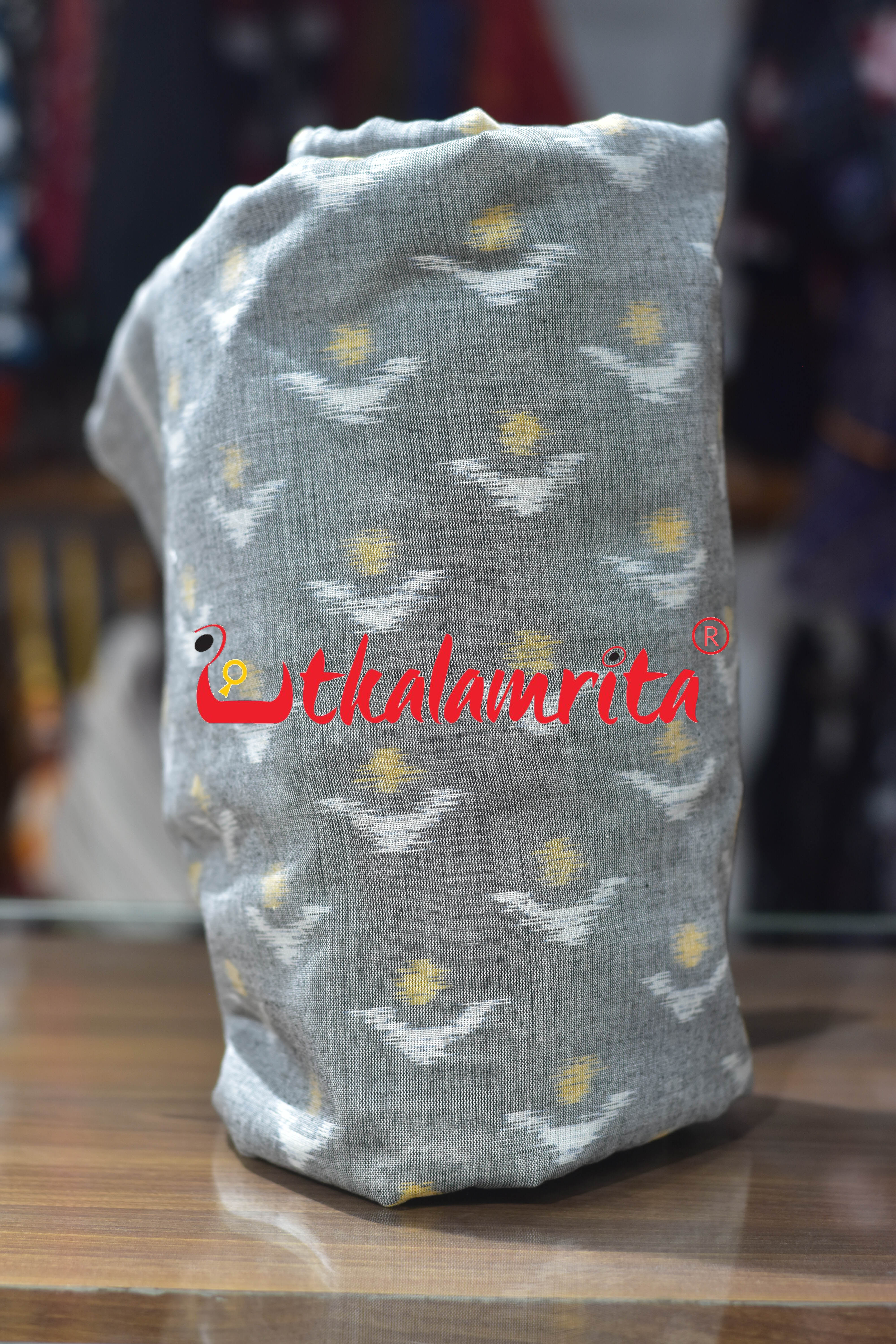 Grey Yellow Chandrika Ikat Cotton (Fabric)