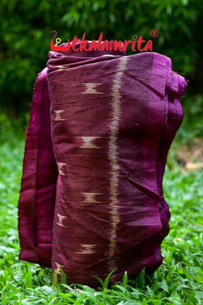 Body Ikat Wine Color Tussar (Fabric)