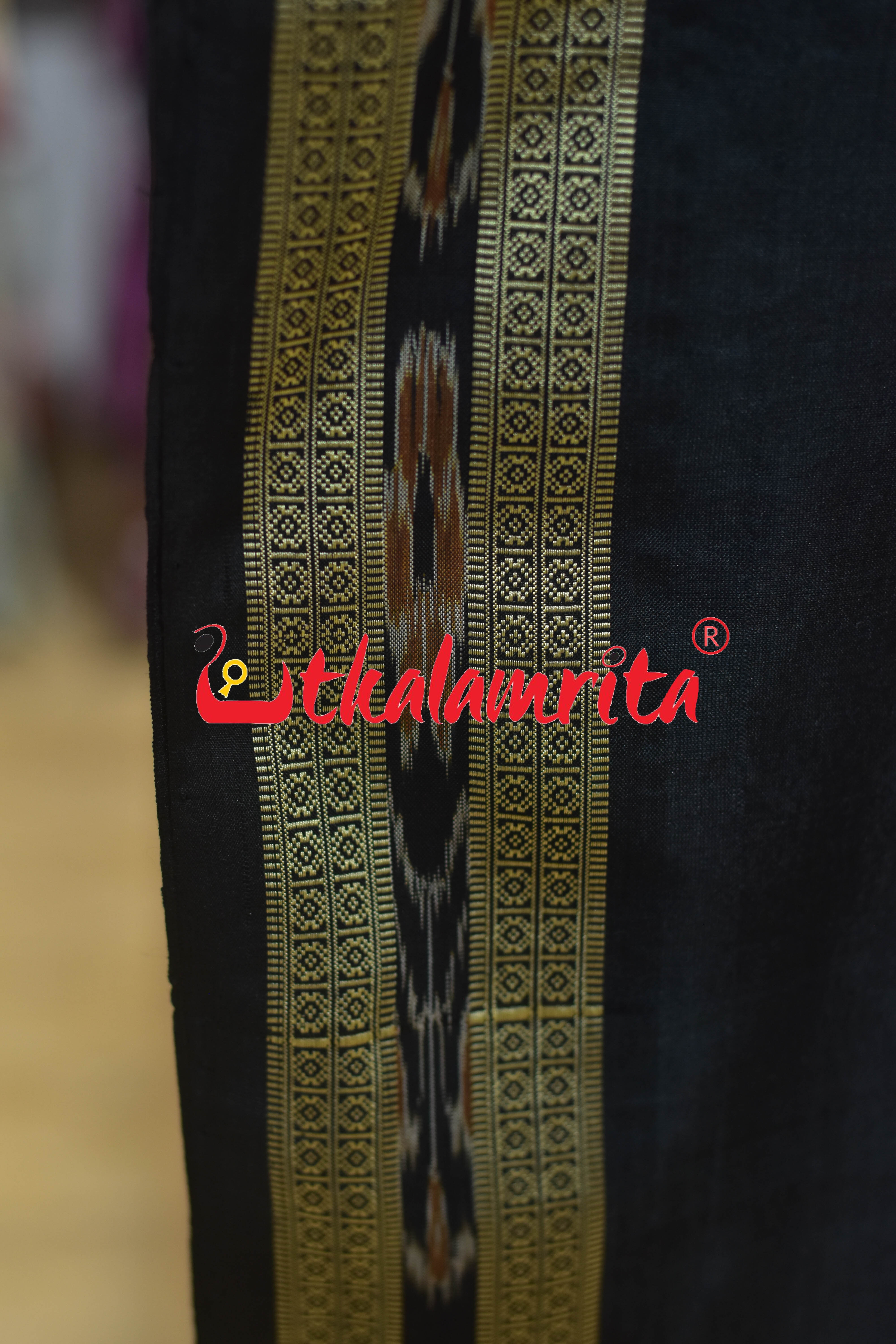 Black Phula Bandha Silk (Fabric)