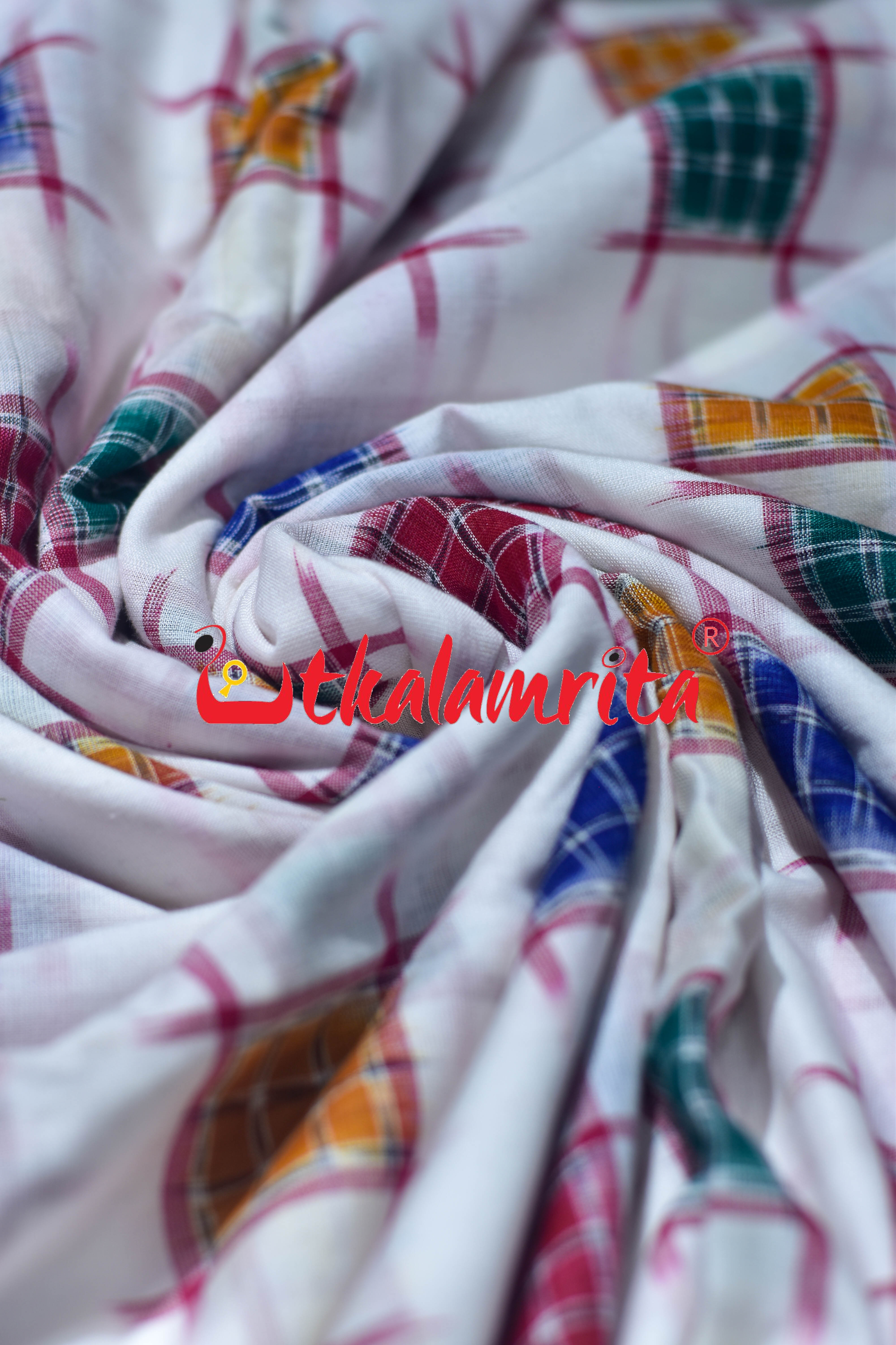 Plain White Small Aswini Sambalpuri Cotton (Fabric)