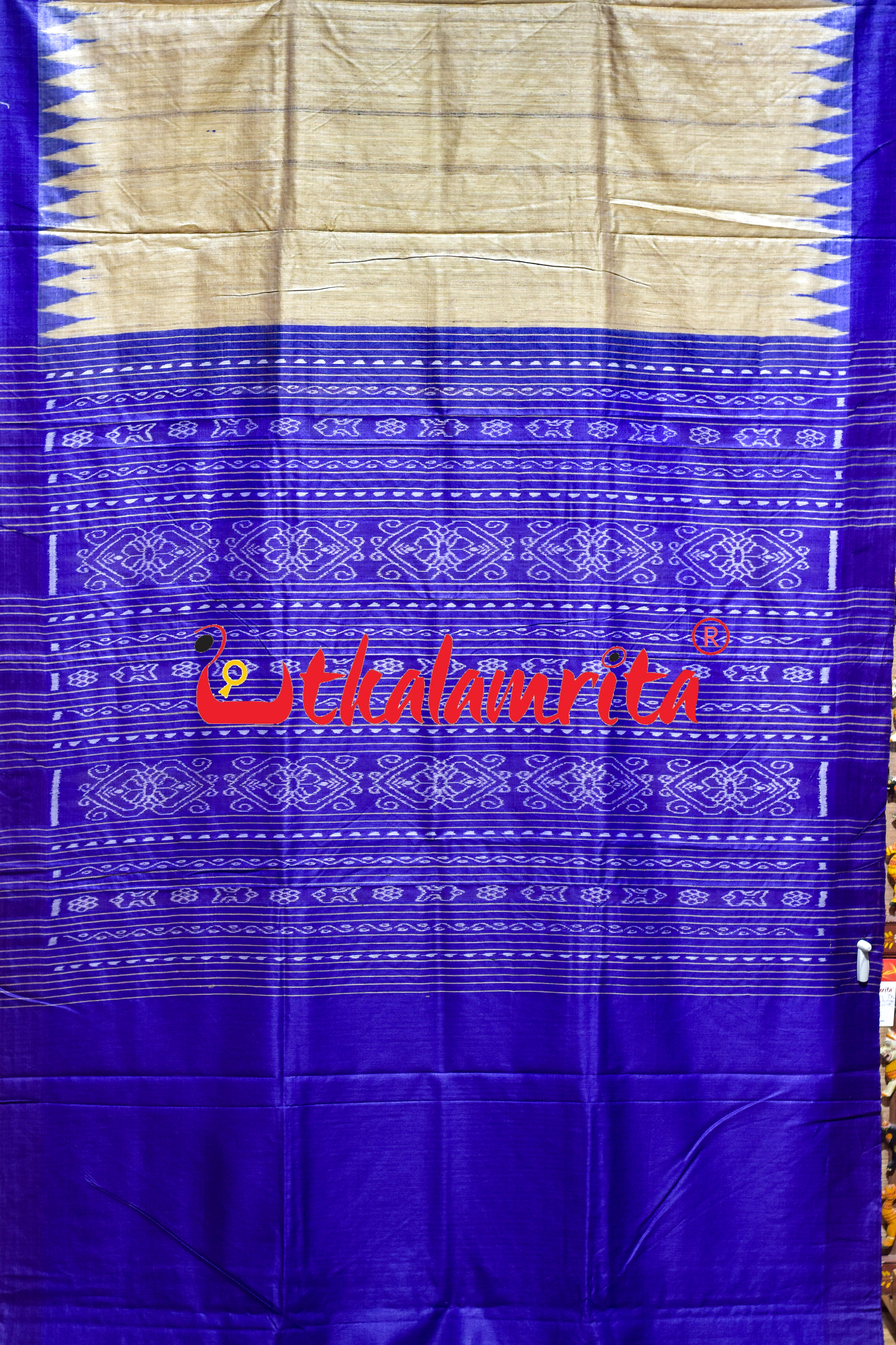 Beige Blue Gopalpur Tussar Silk Saree