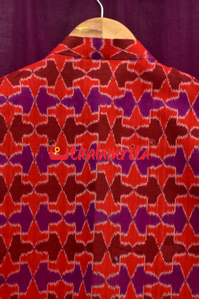 3D Red Coffee Sambalpuri Cotton (Modi Jacket)