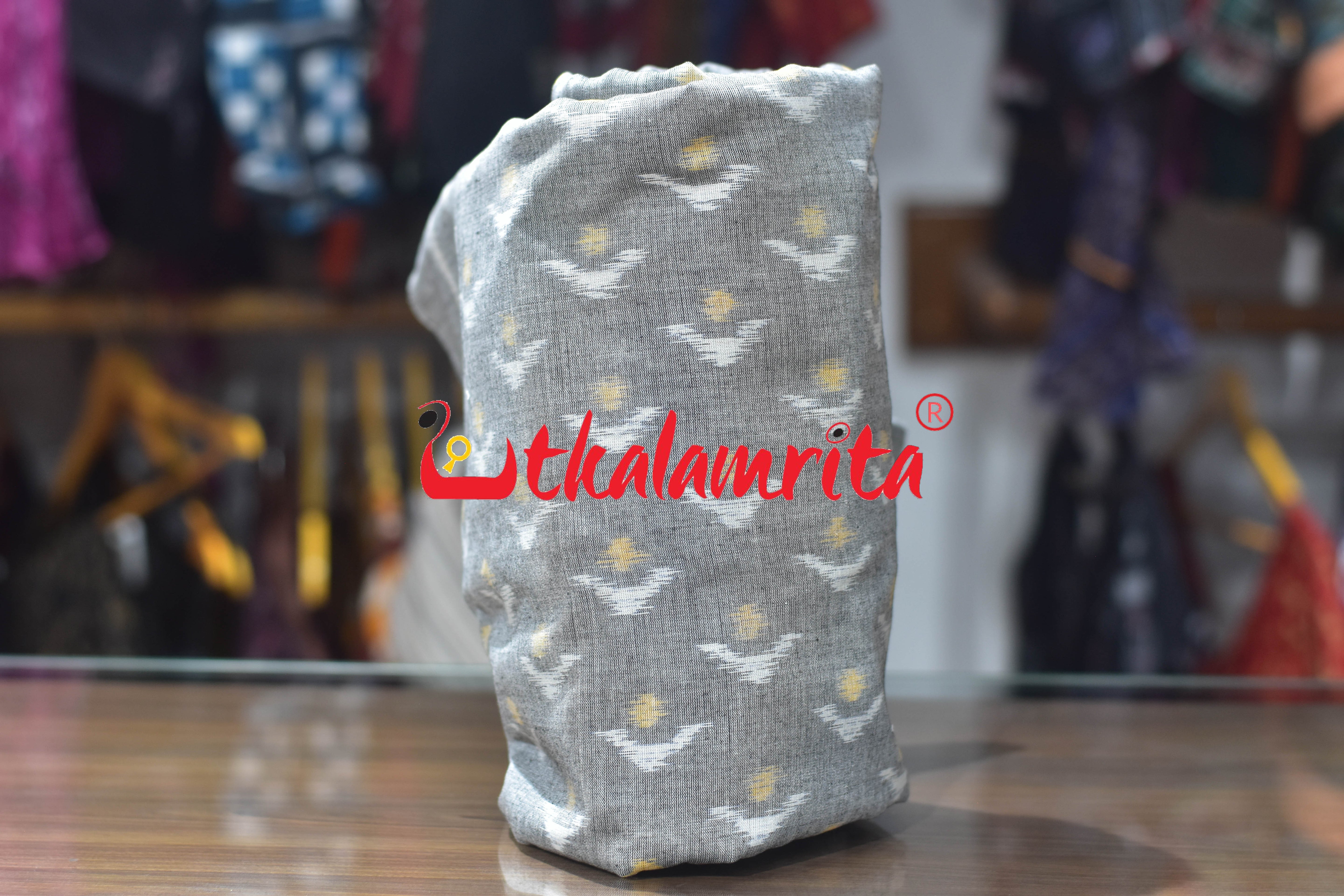 Grey Yellow Chandrika Ikat Cotton (Fabric)