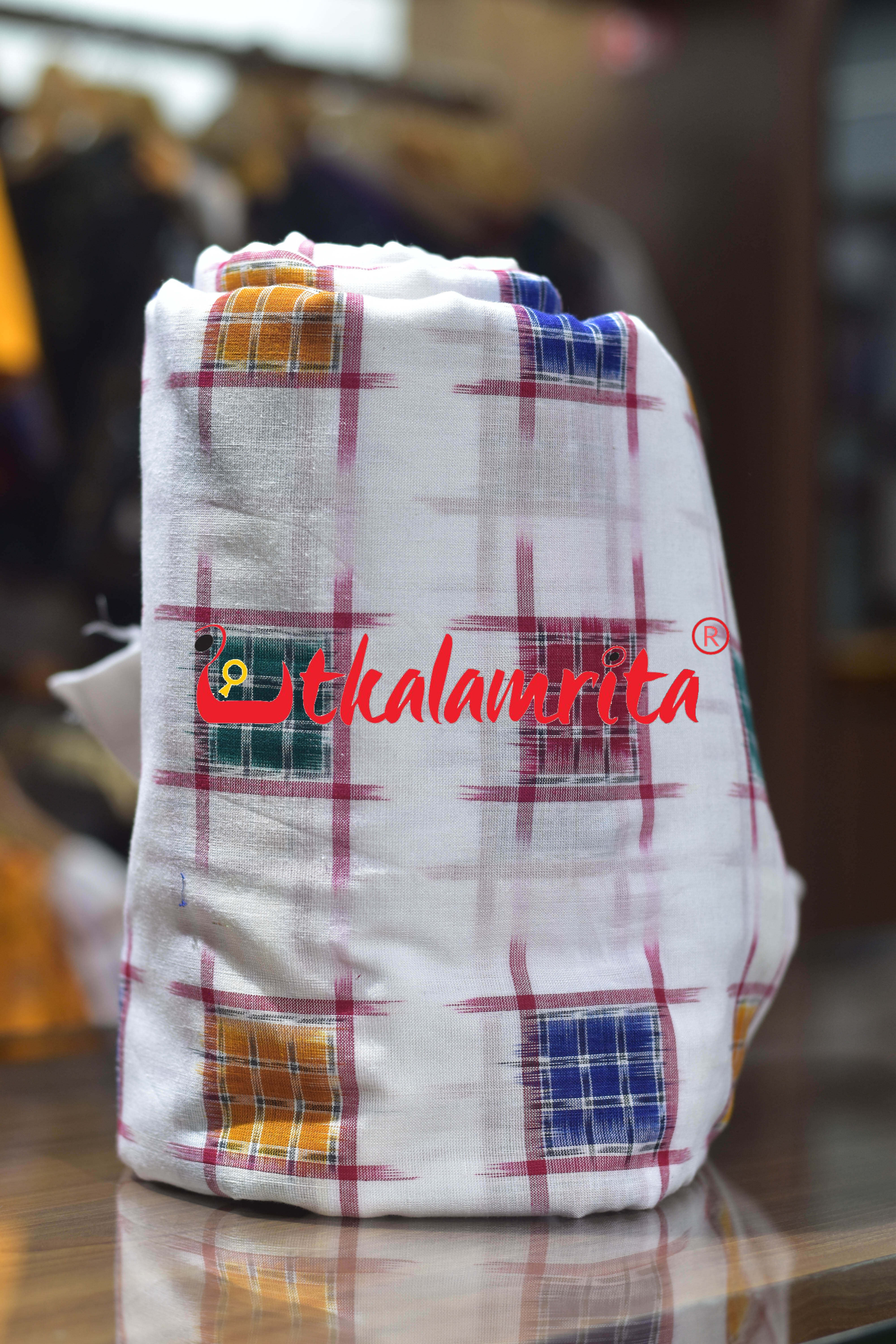 Plain White Small Aswini Sambalpuri Cotton (Fabric)