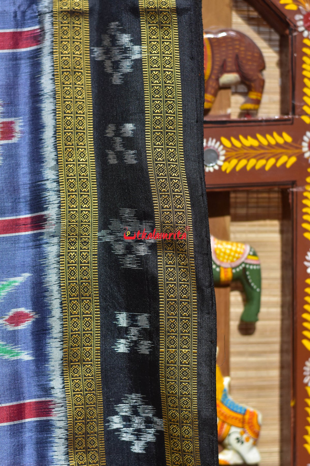 Grey Border Pasapali Nabakothi Khandua Silk Saree