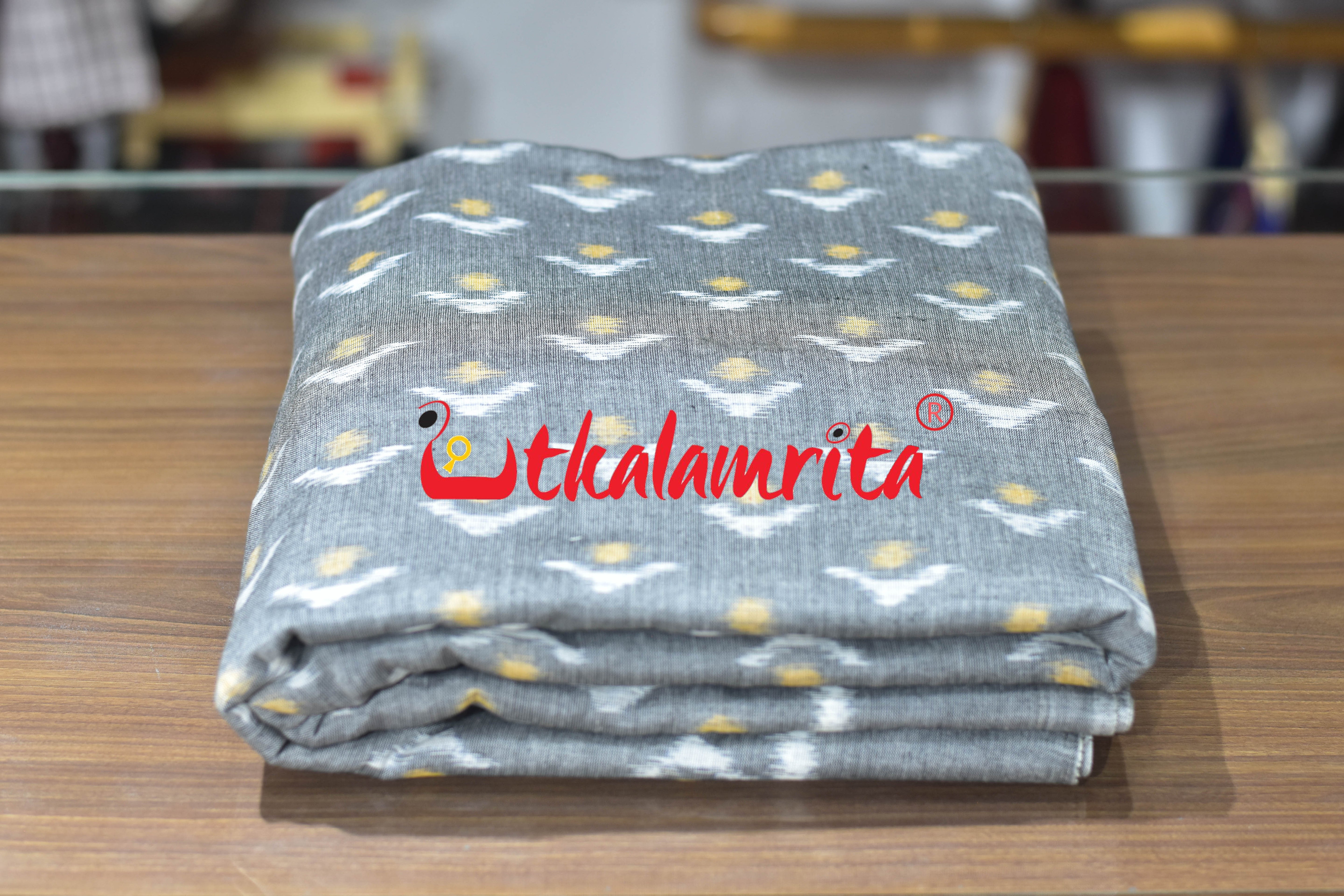 Grey Yellow Chandrika Ikat Cotton (Fabric)