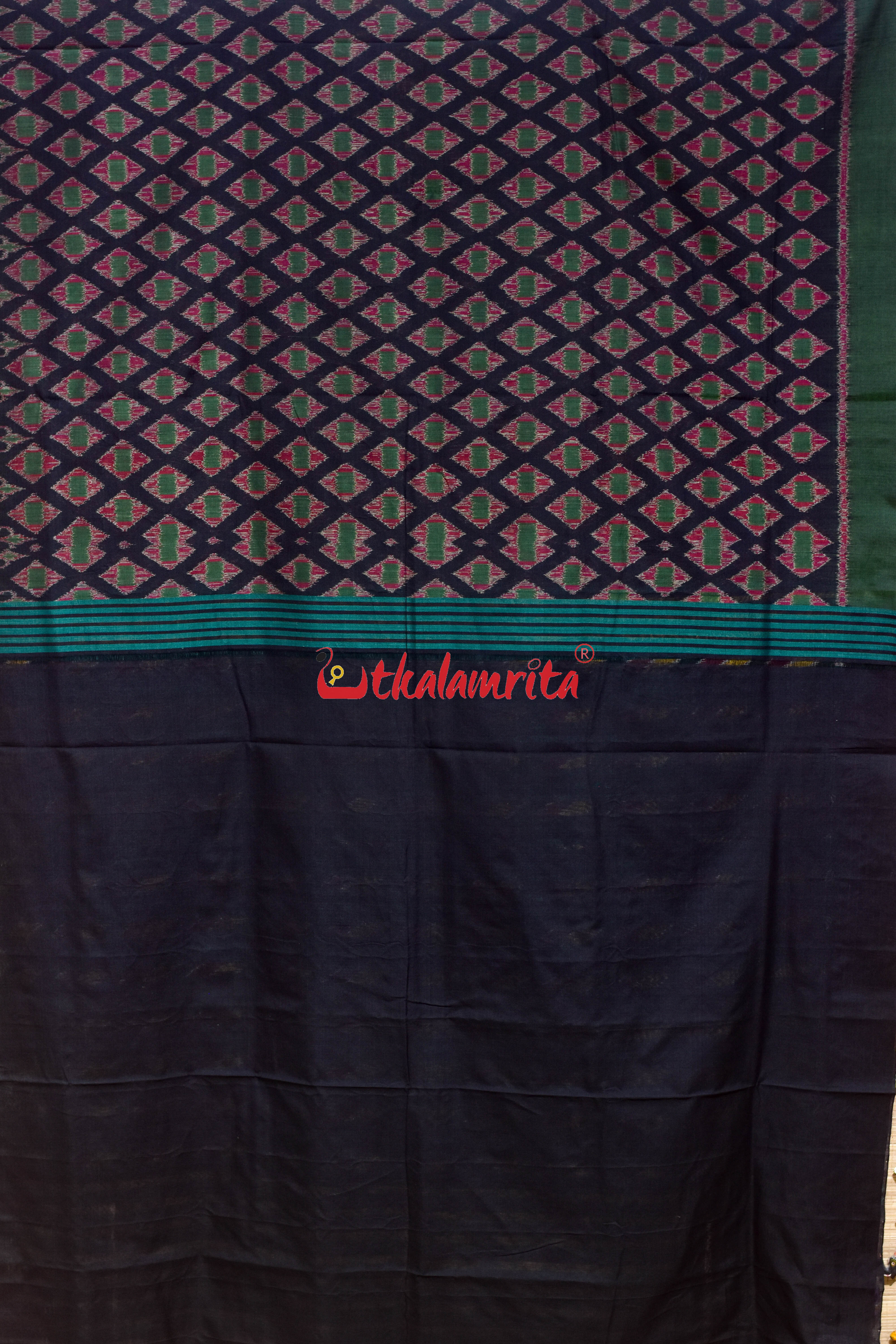 Black Green Thikiri Khandua Cotton Saree
