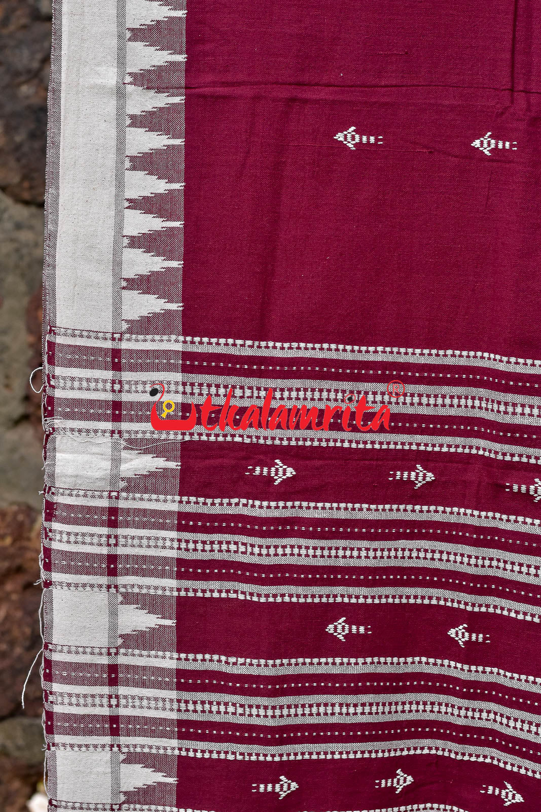 Maroon White Fishes (Kotpad Stole)