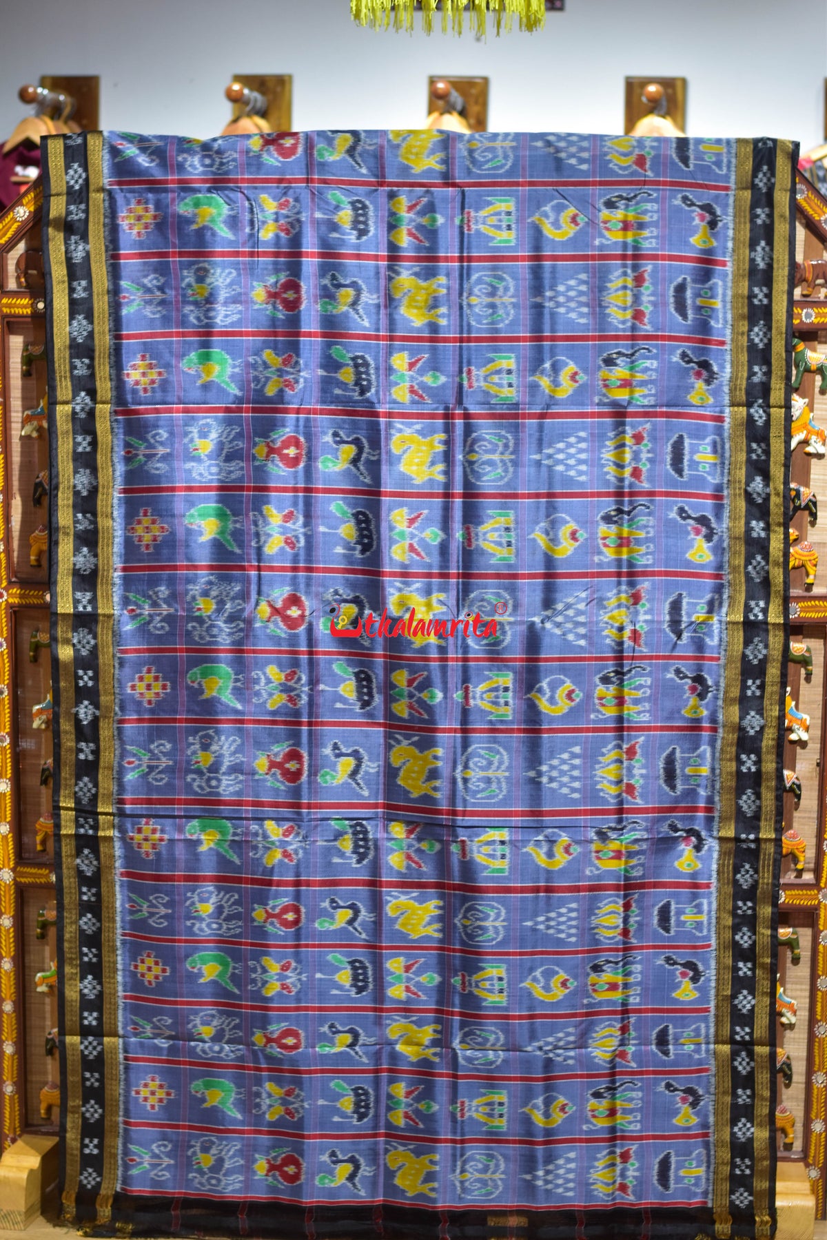 Grey Border Pasapali Nabakothi Khandua Silk Saree