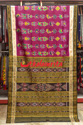 Magenta Double Border Nabarangi Silk Saree