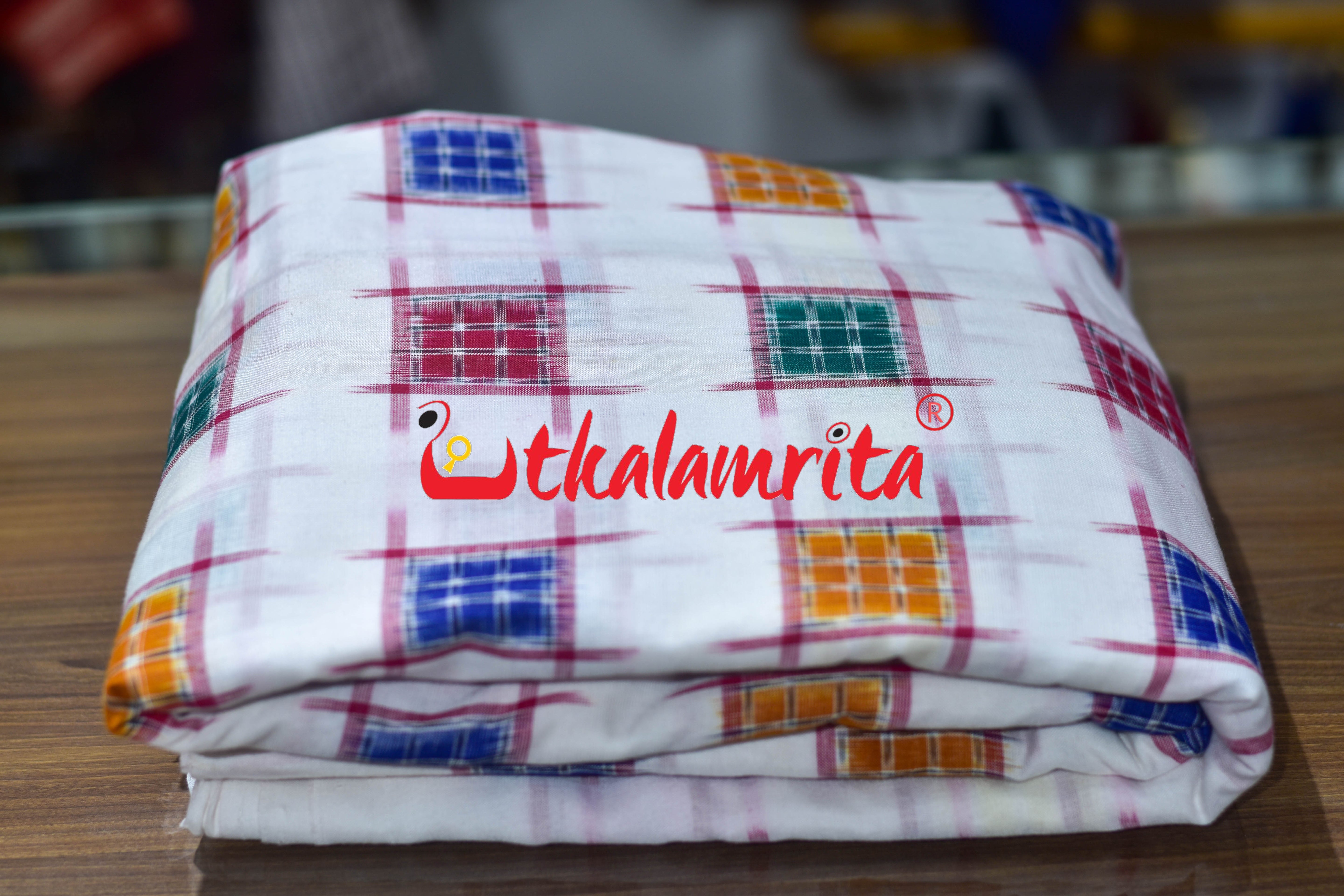 Plain White Small Aswini Sambalpuri Cotton (Fabric)