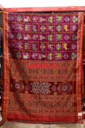 Purple Dotted Nabakothi Khandua Silk Saree