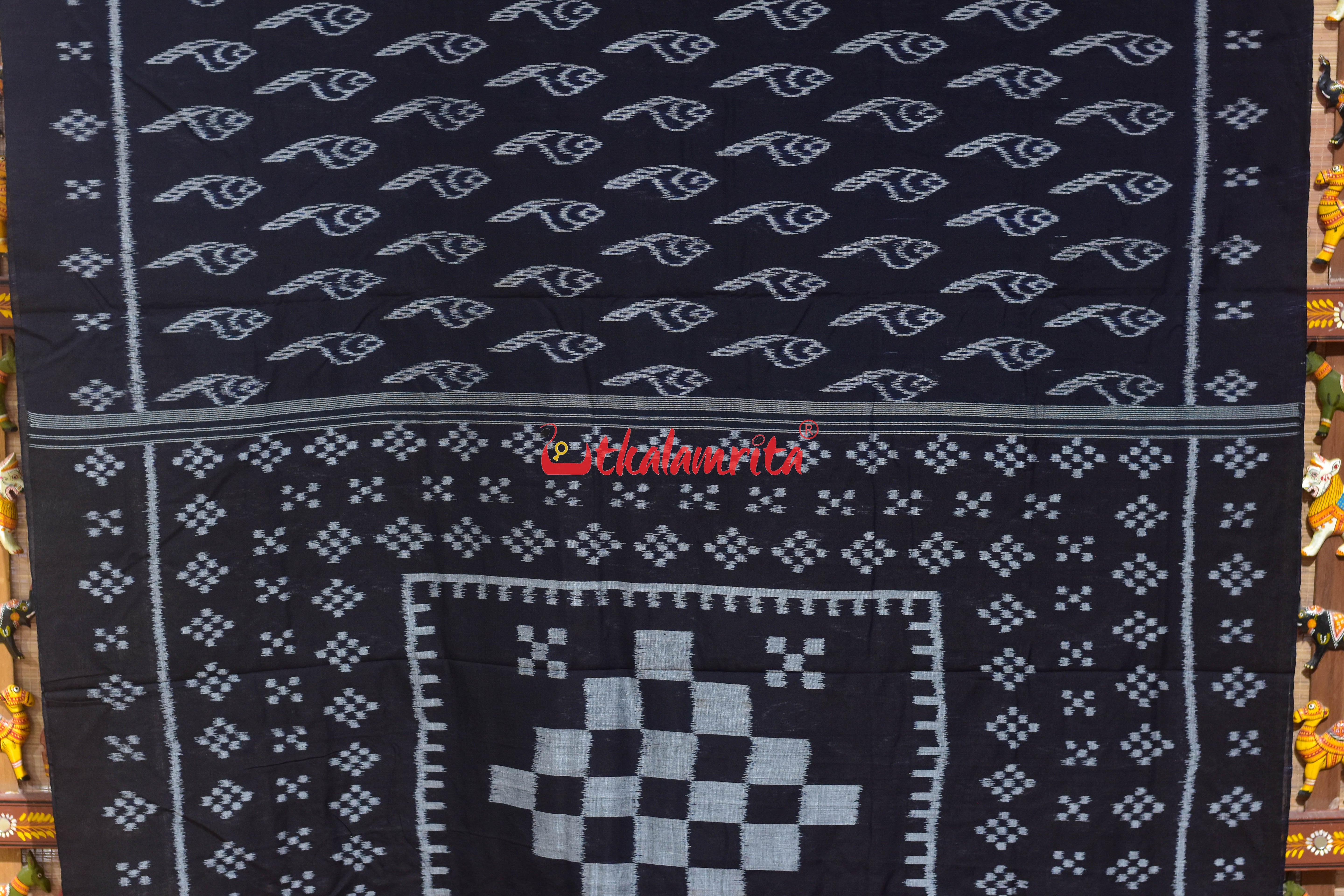 Black Body Sankha Khandua Cotton Saree