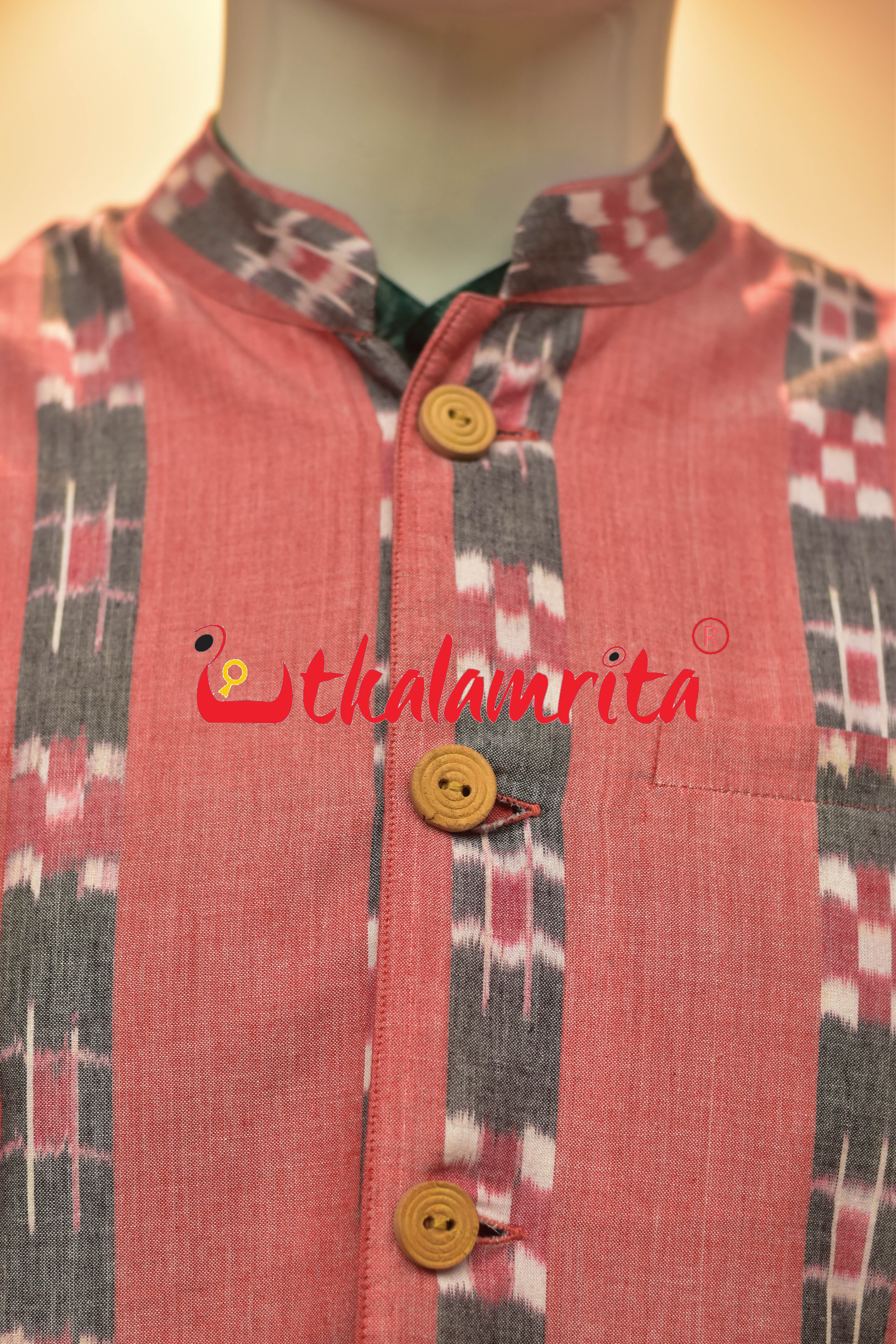 Peach Body Grey Lines Pasapali (Modi Jacket)