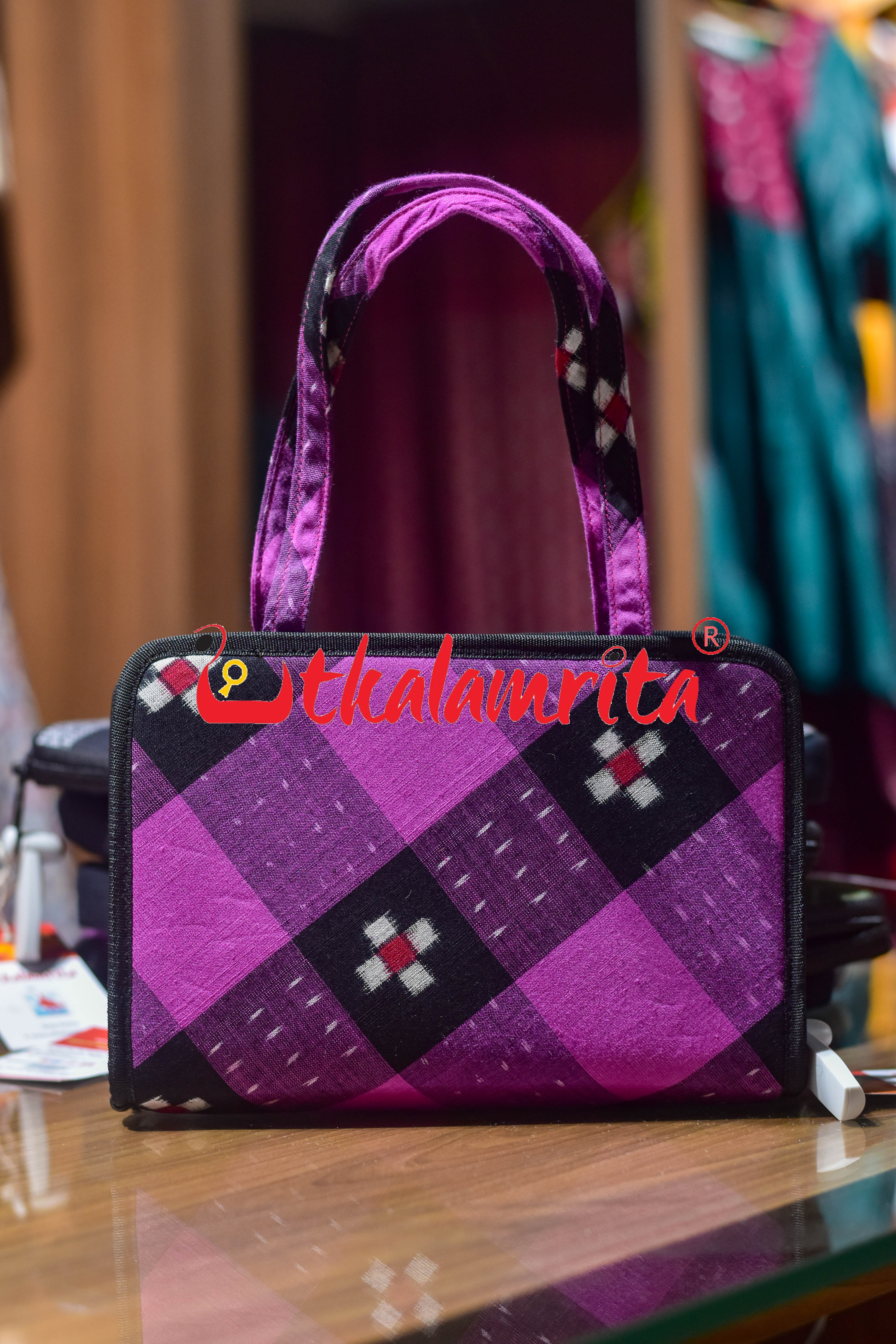 Black Purple Star Sakta Square Hand Bag