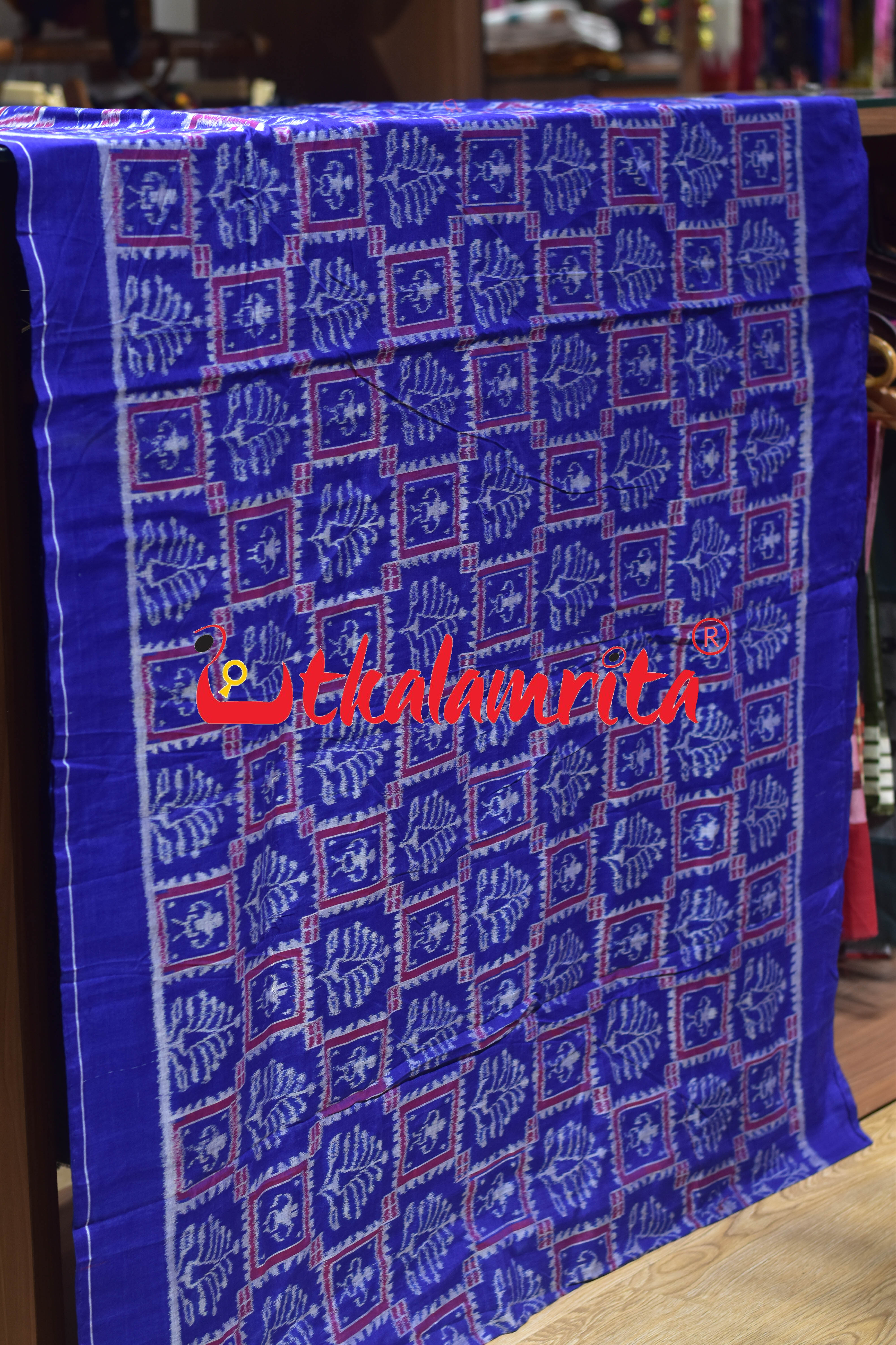 Blue Magenta Tribal Tree Sambalpuri Cotton (Fabric)