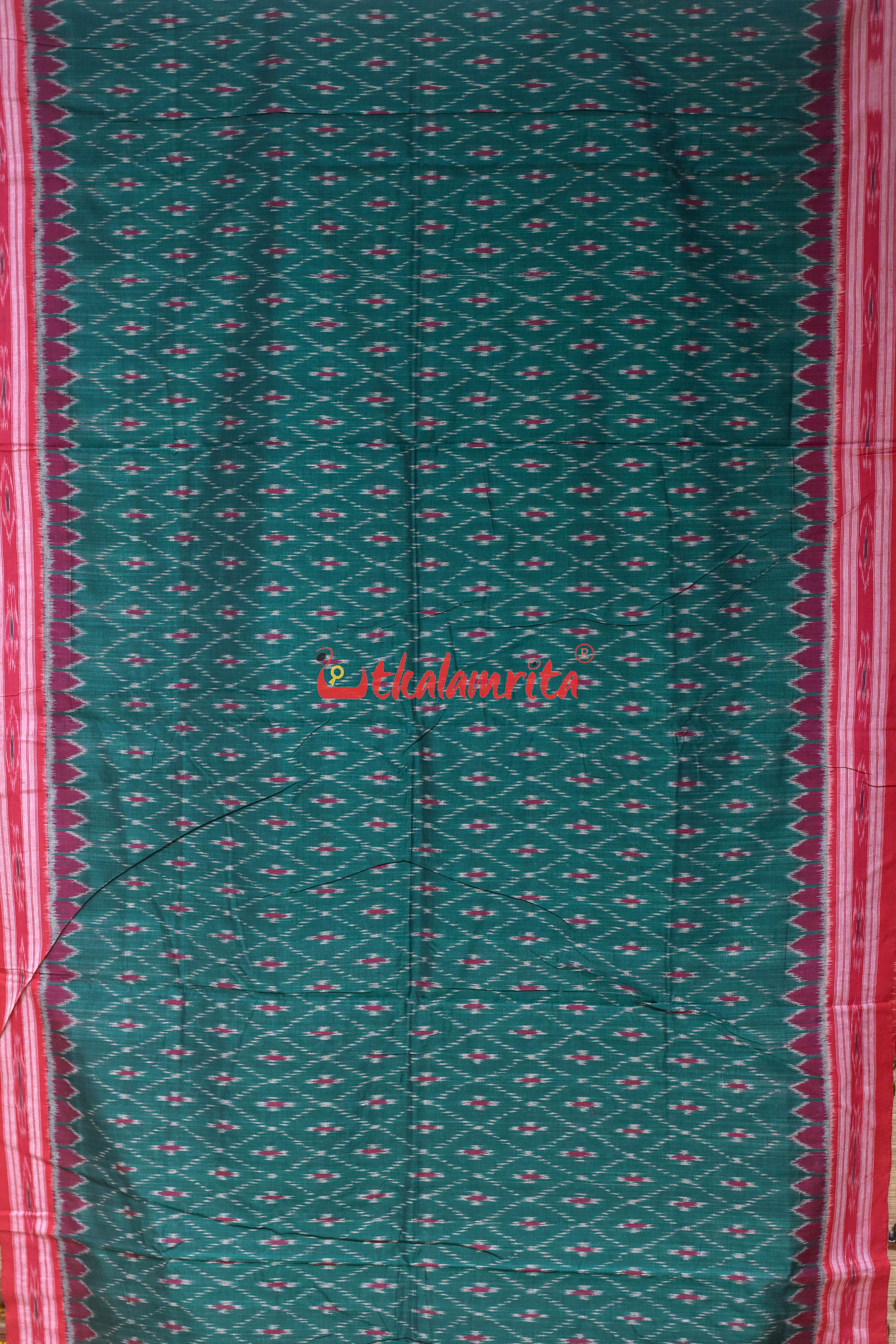 Bottle Green Bata Thikiri Khandua Cotton Saree
