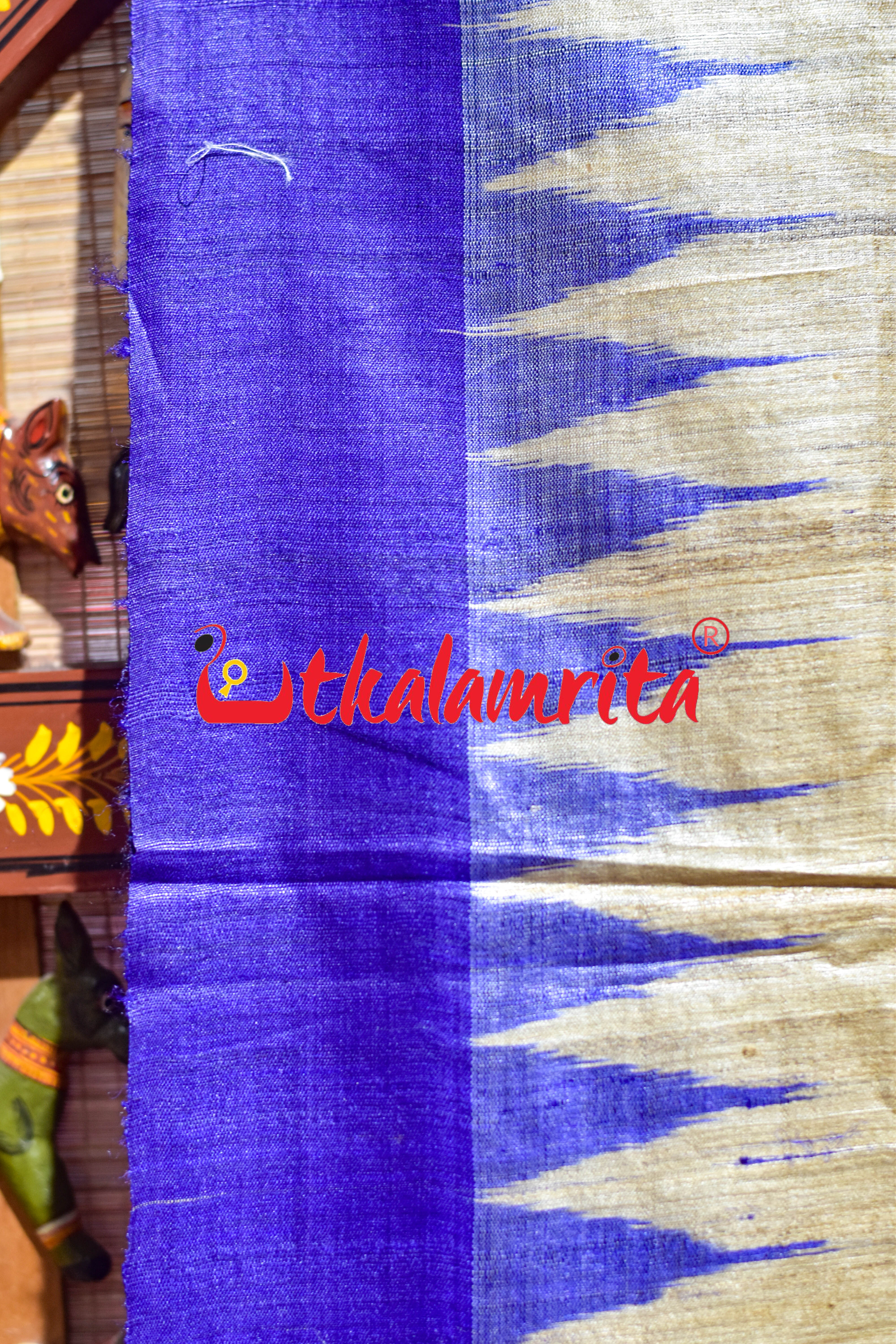 Beige Blue Gopalpur Tussar Silk Saree