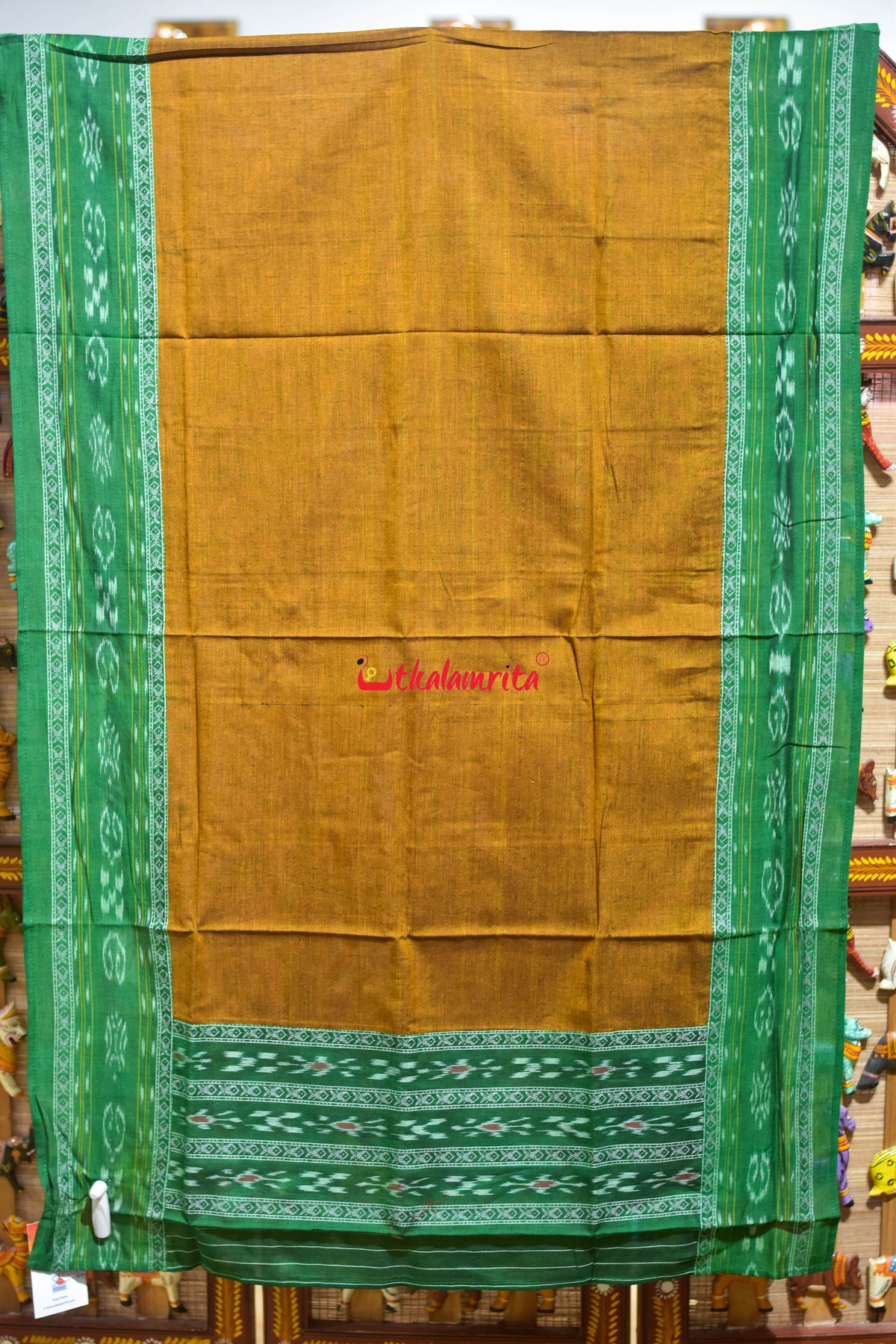 Green Golden Middle Pasapali Flower Ikat Dress Set