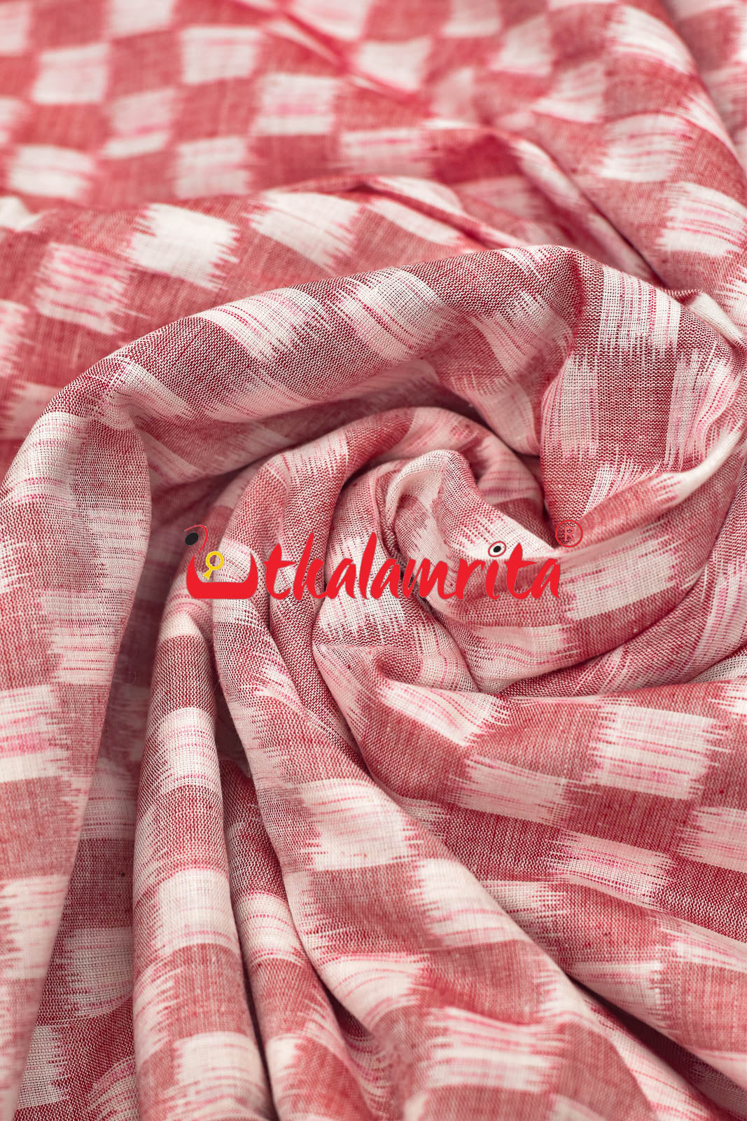 Checkerboard Pink White Ikat (Fabric)