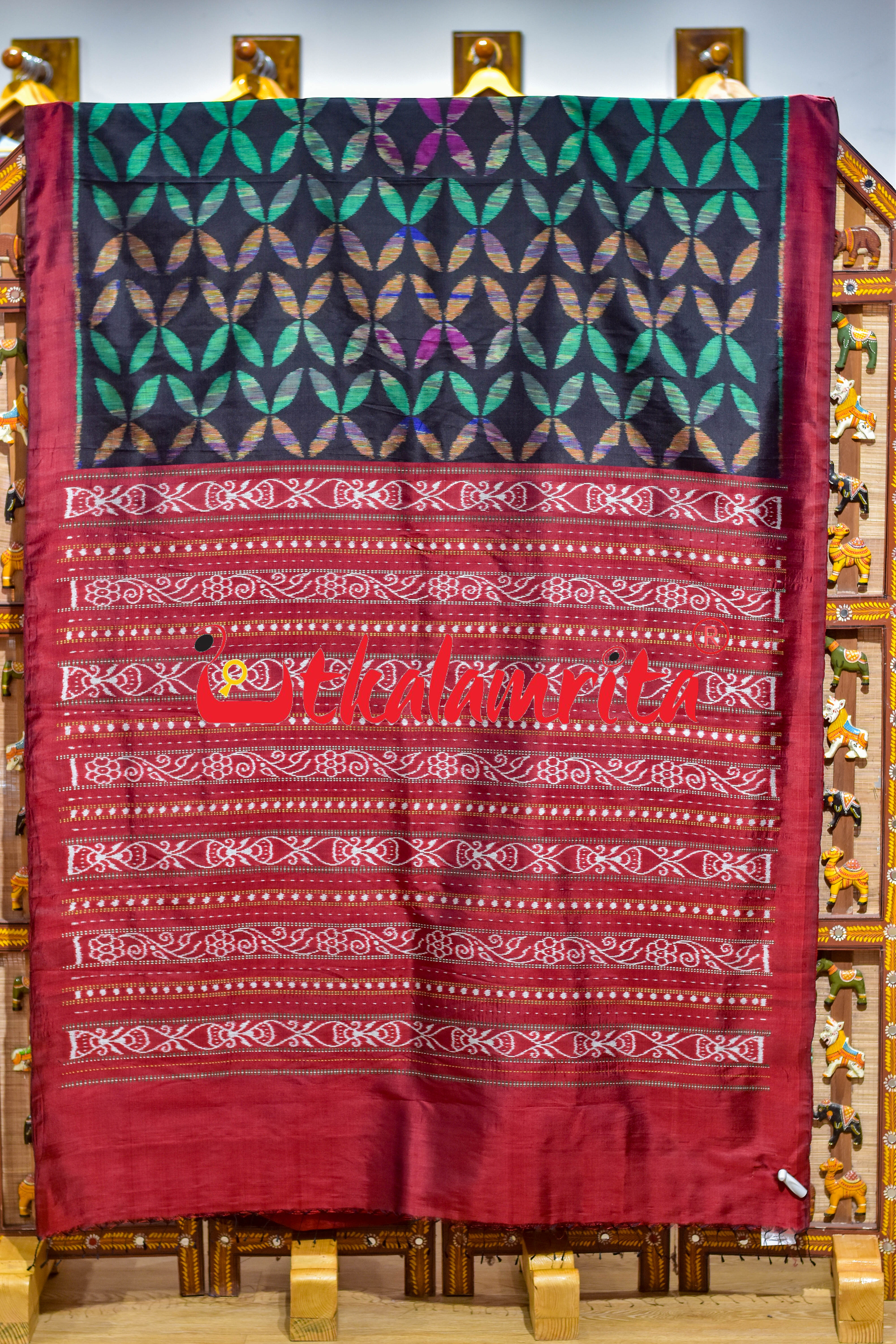 Chagala Prajapati Black Khandua Silk Saree