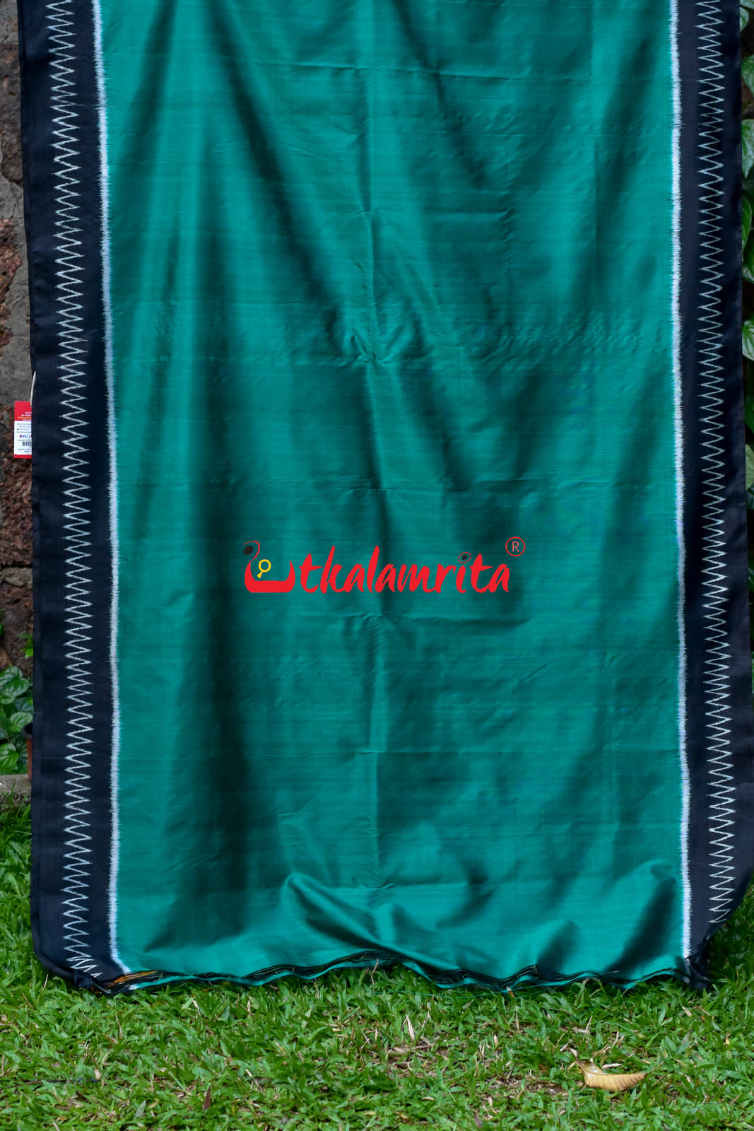 Emerald Green Red Chess Pallu Khandua Silk Saree