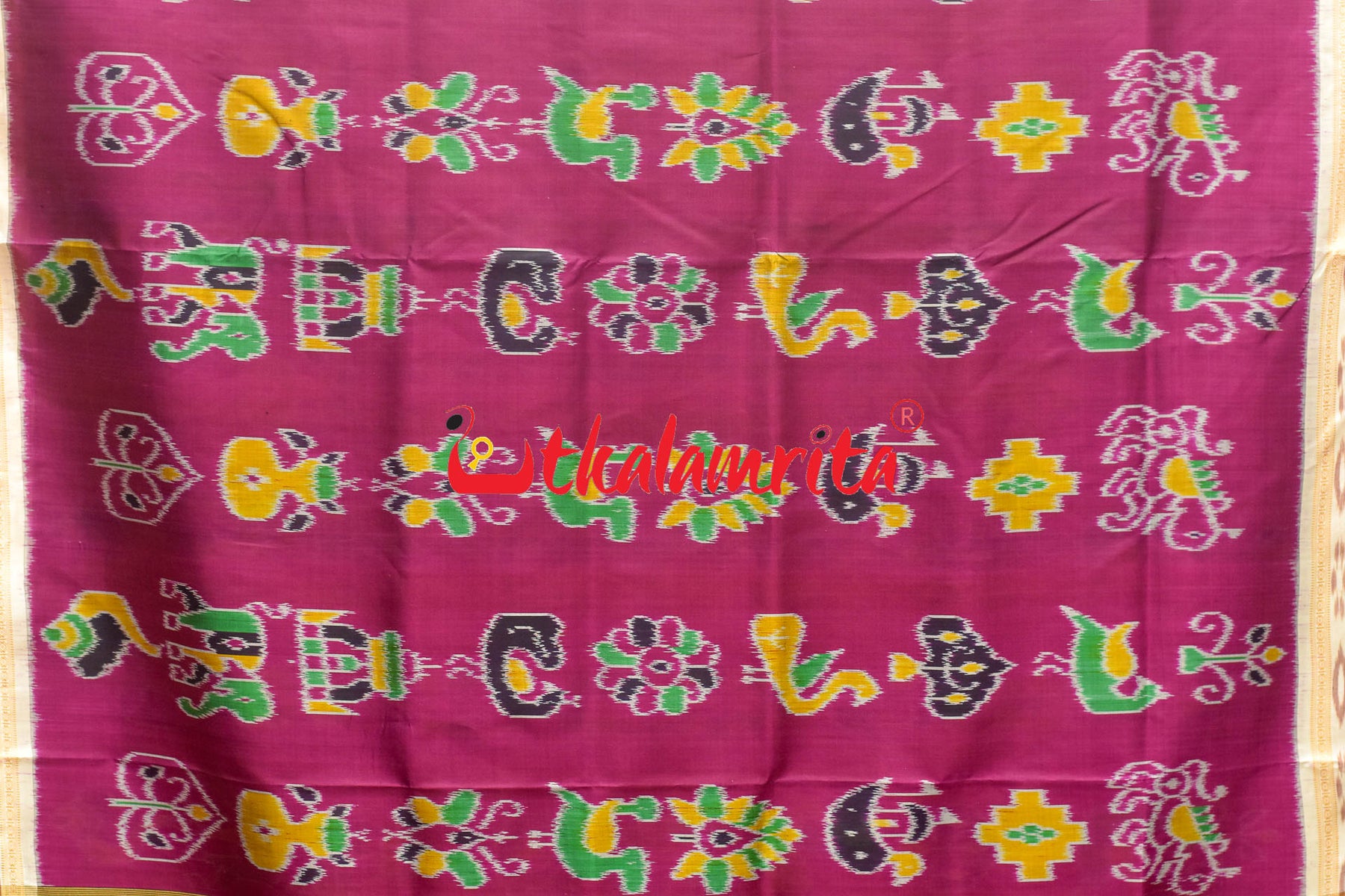 Magenta Double Border Nabarangi Silk Saree