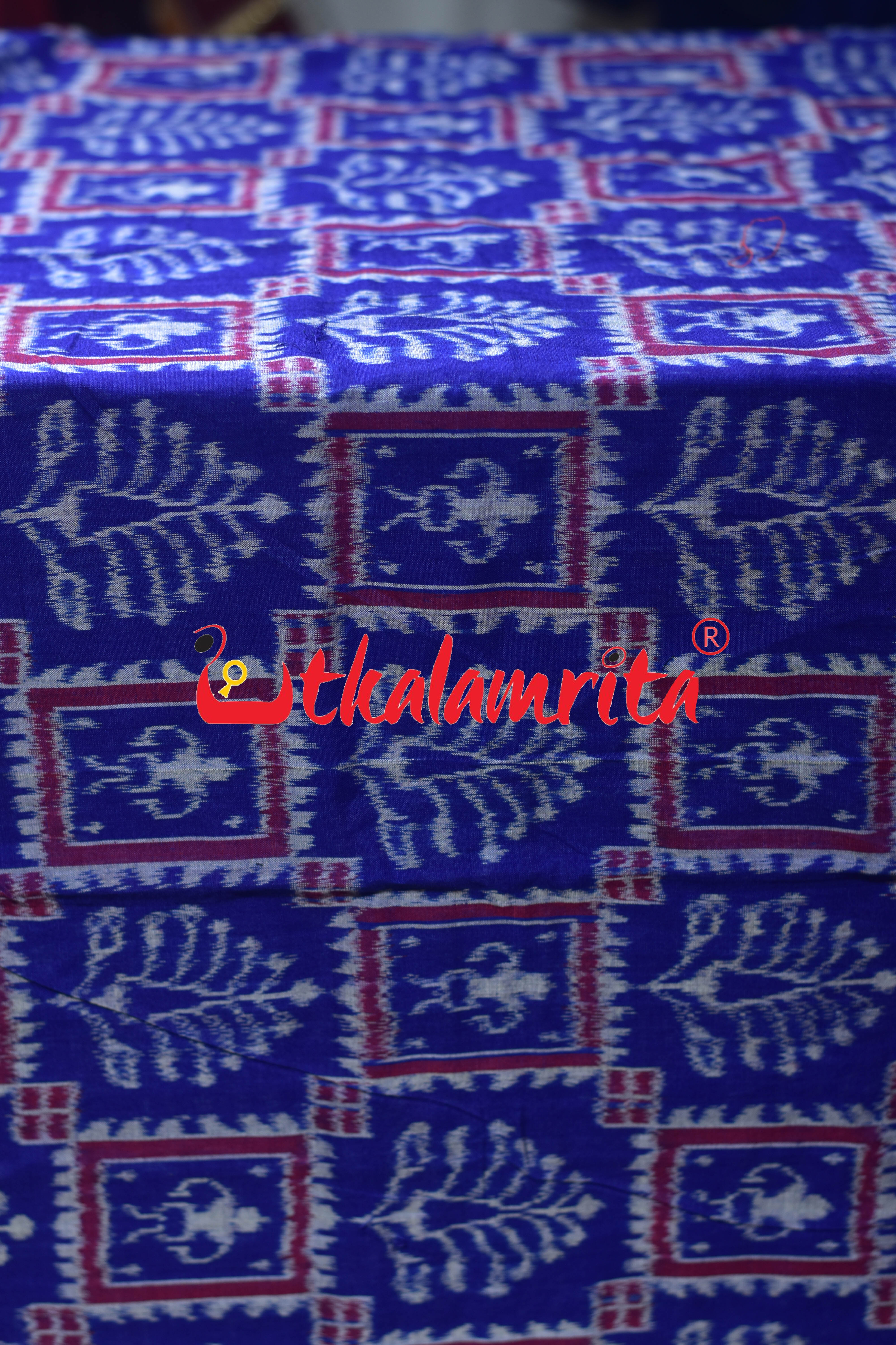 Blue Magenta Tribal Tree Sambalpuri Cotton (Fabric)