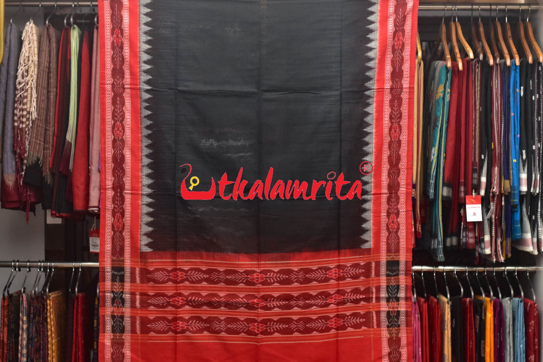 3D Red Black Tribals Sambalpuri Cotton Dress Set