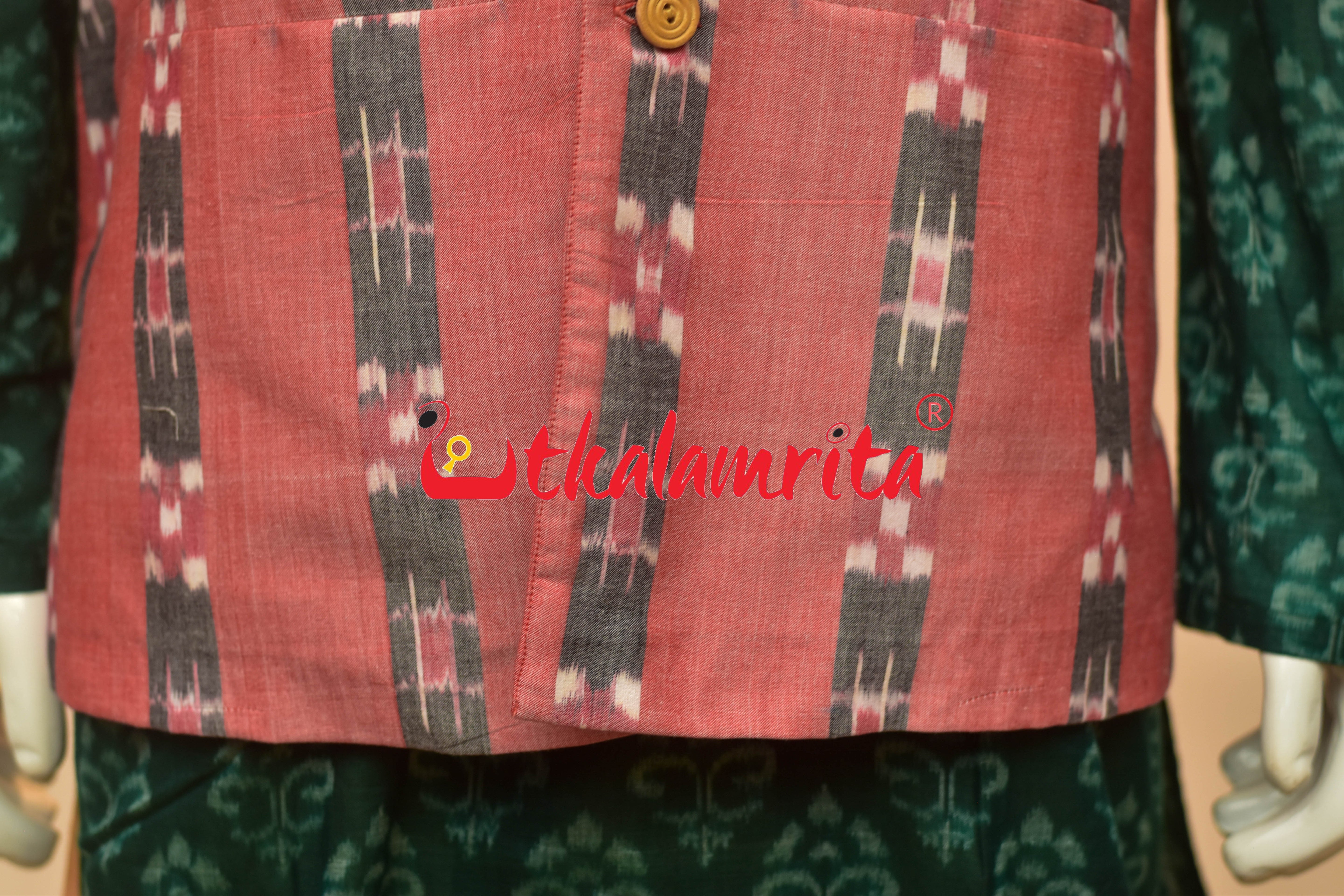 Peach Body Grey Lines Pasapali (Modi Jacket)