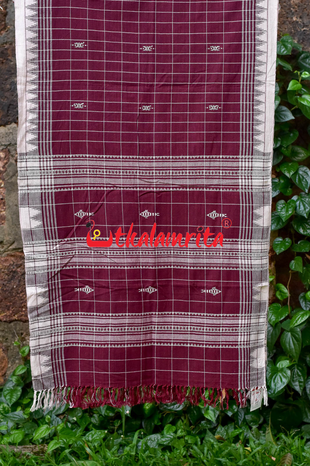 Maroon White Checks (Kotpad Dupatta)