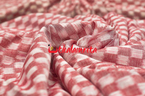 Checkerboard Pink White Ikat (Fabric)