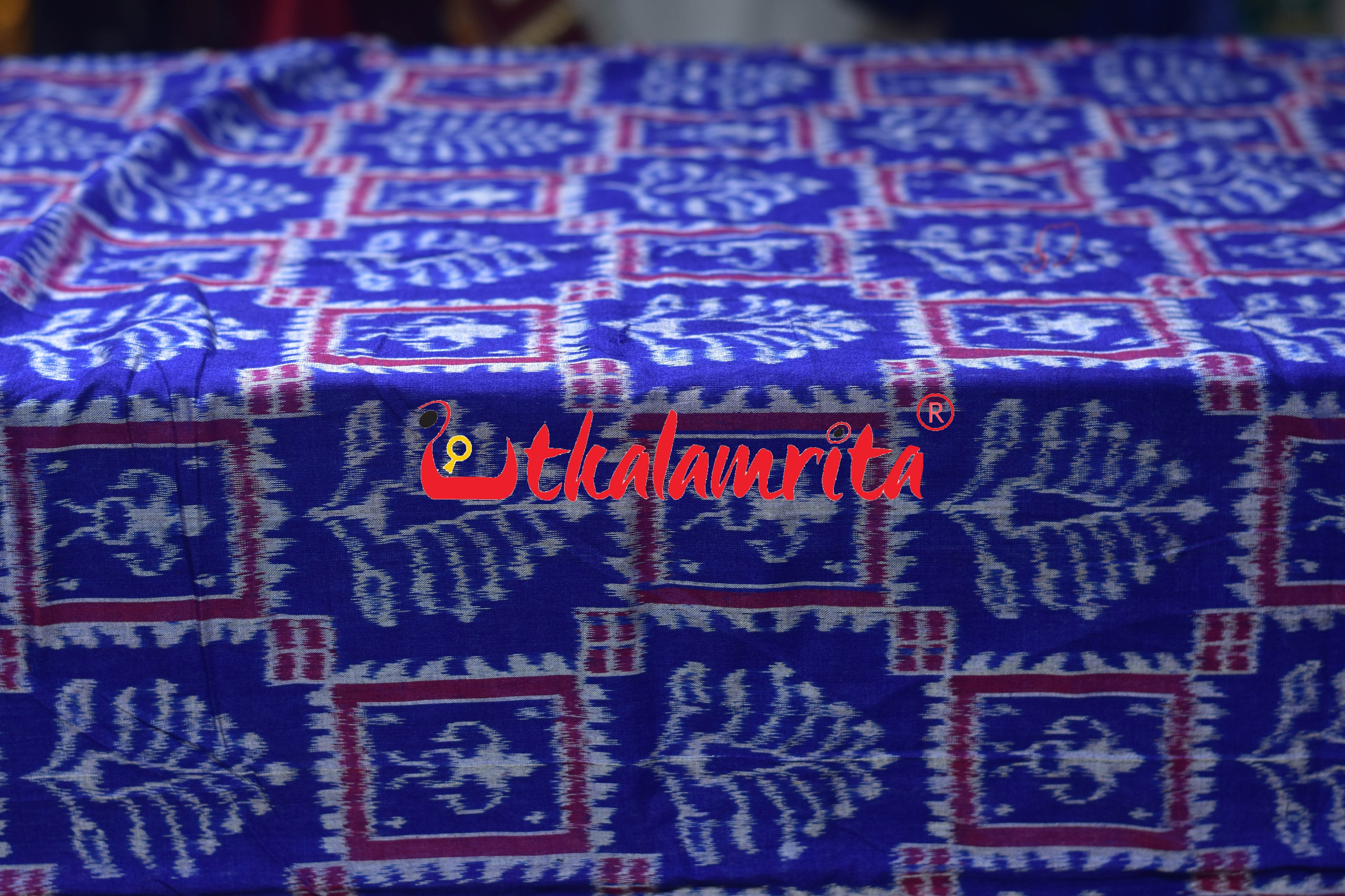 Blue Magenta Tribal Tree Sambalpuri Cotton (Fabric)