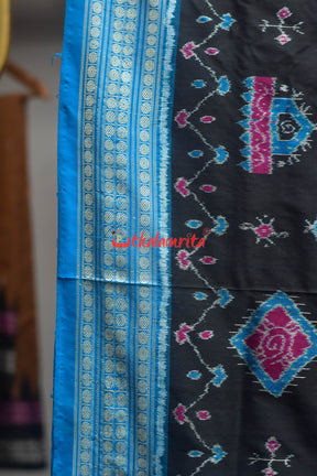 Black Blue Lakhmi Special Sambalpuri Silk Saree