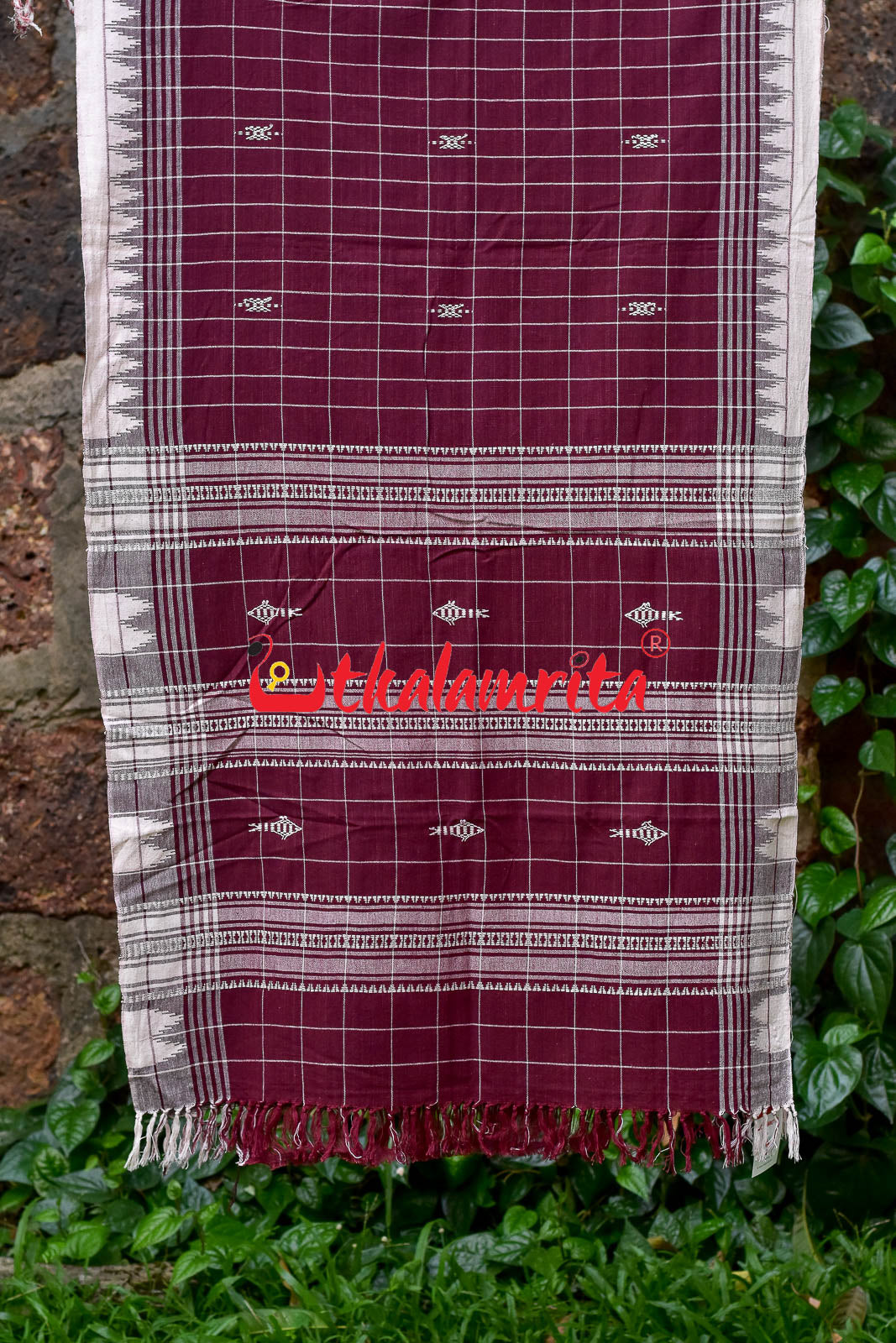 Maroon White Checks (Kotpad Dupatta)