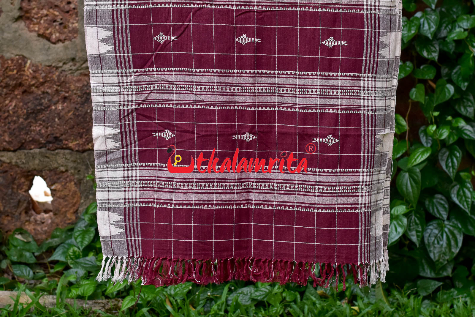 Maroon White Checks (Kotpad Dupatta)