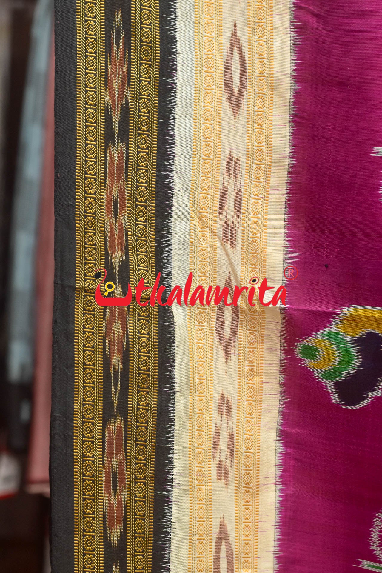 Magenta Double Border Nabarangi Silk Saree