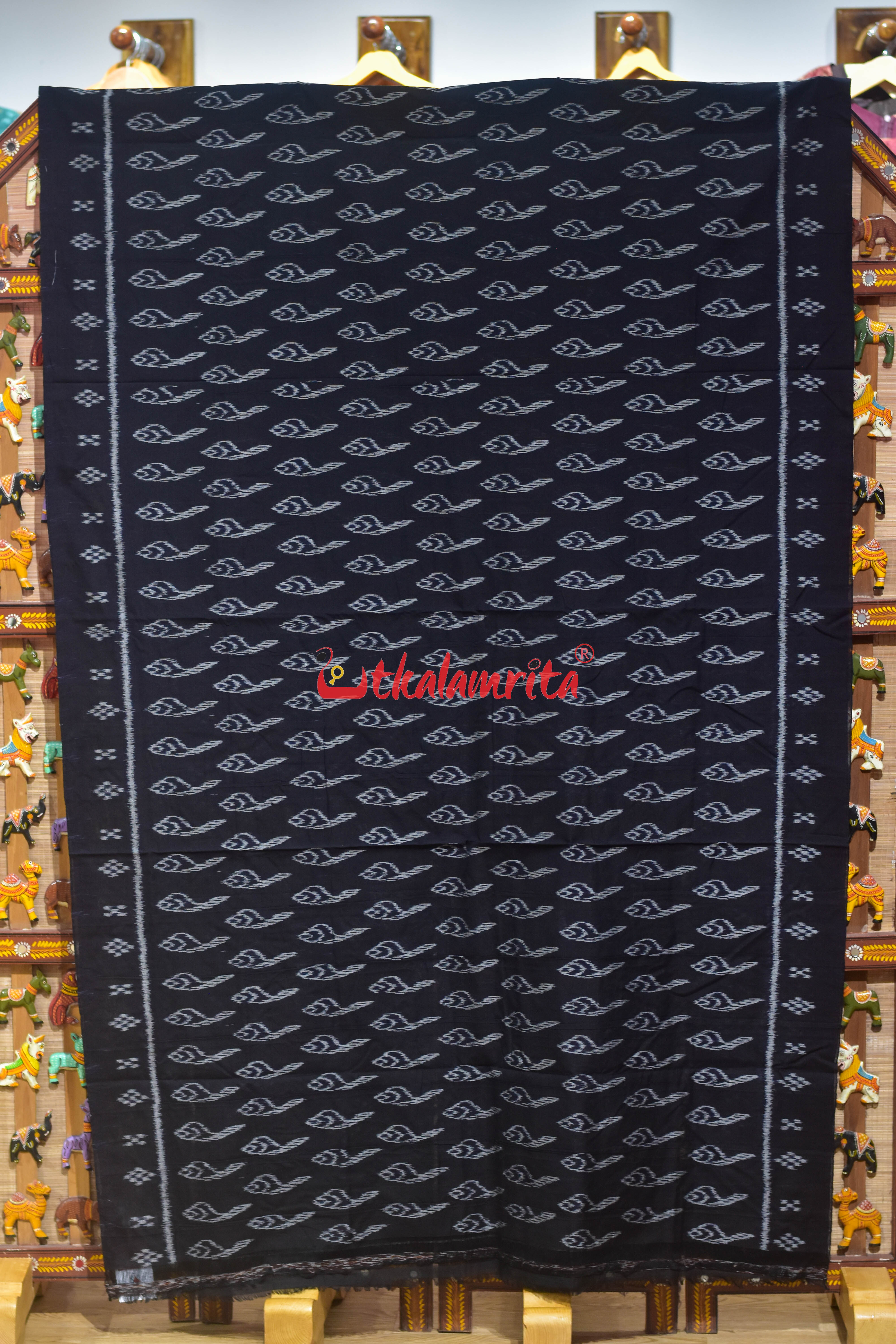 Black Body Sankha Khandua Cotton Saree