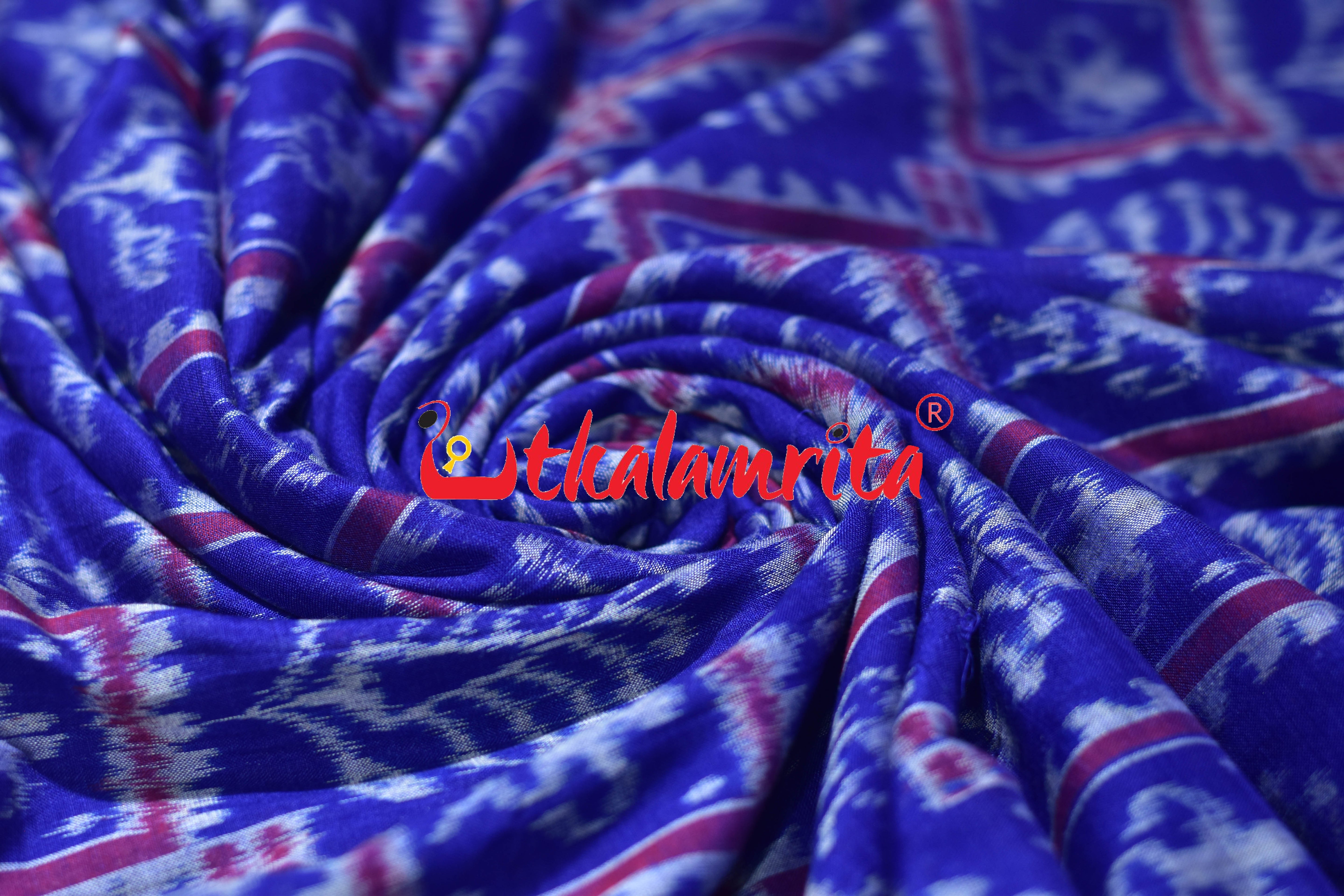 Blue Magenta Tribal Tree Sambalpuri Cotton (Fabric)