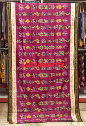 Magenta Double Border Nabarangi Silk Saree