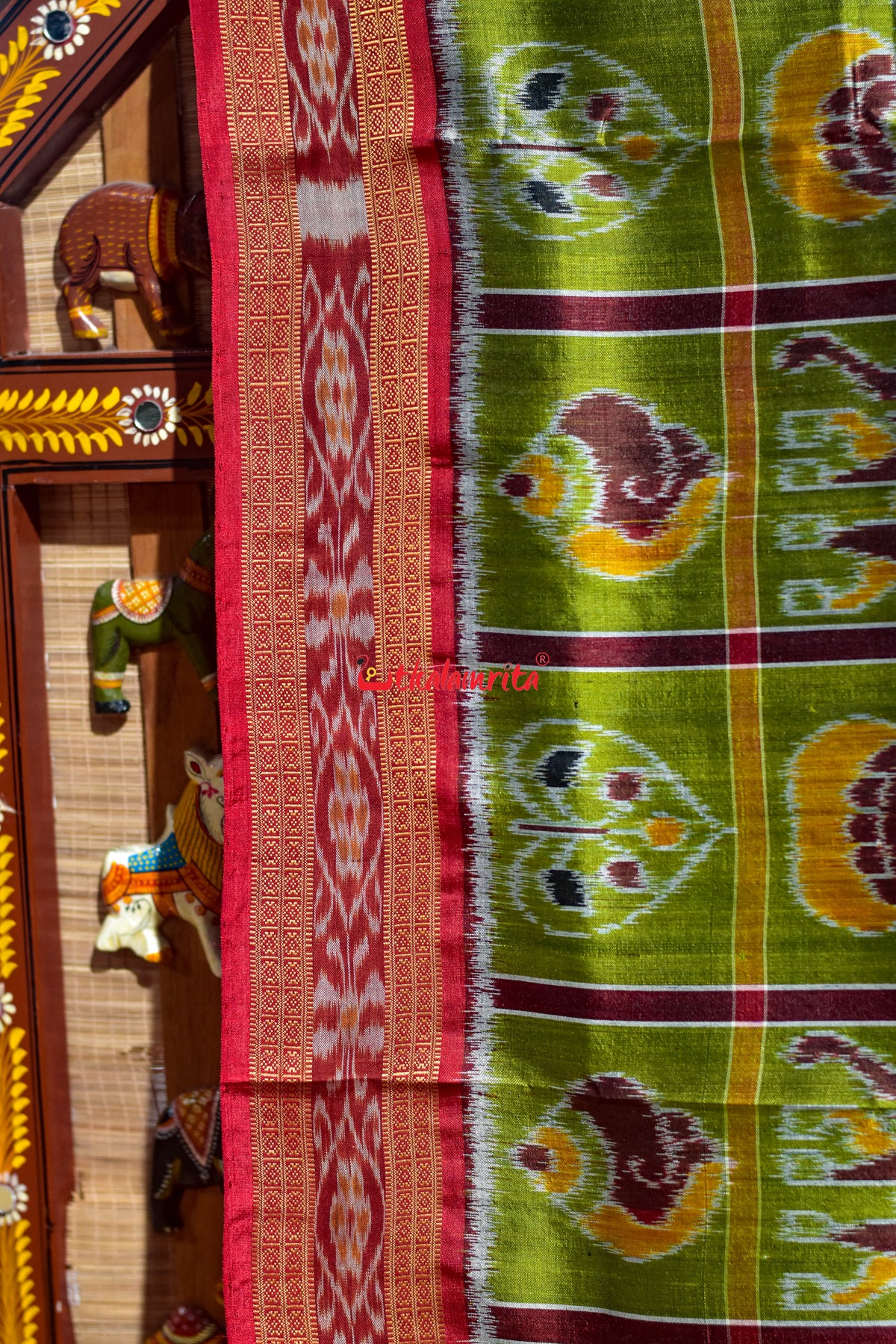 Janhiphuliya Red Nabakothi Khandua Silk Saree