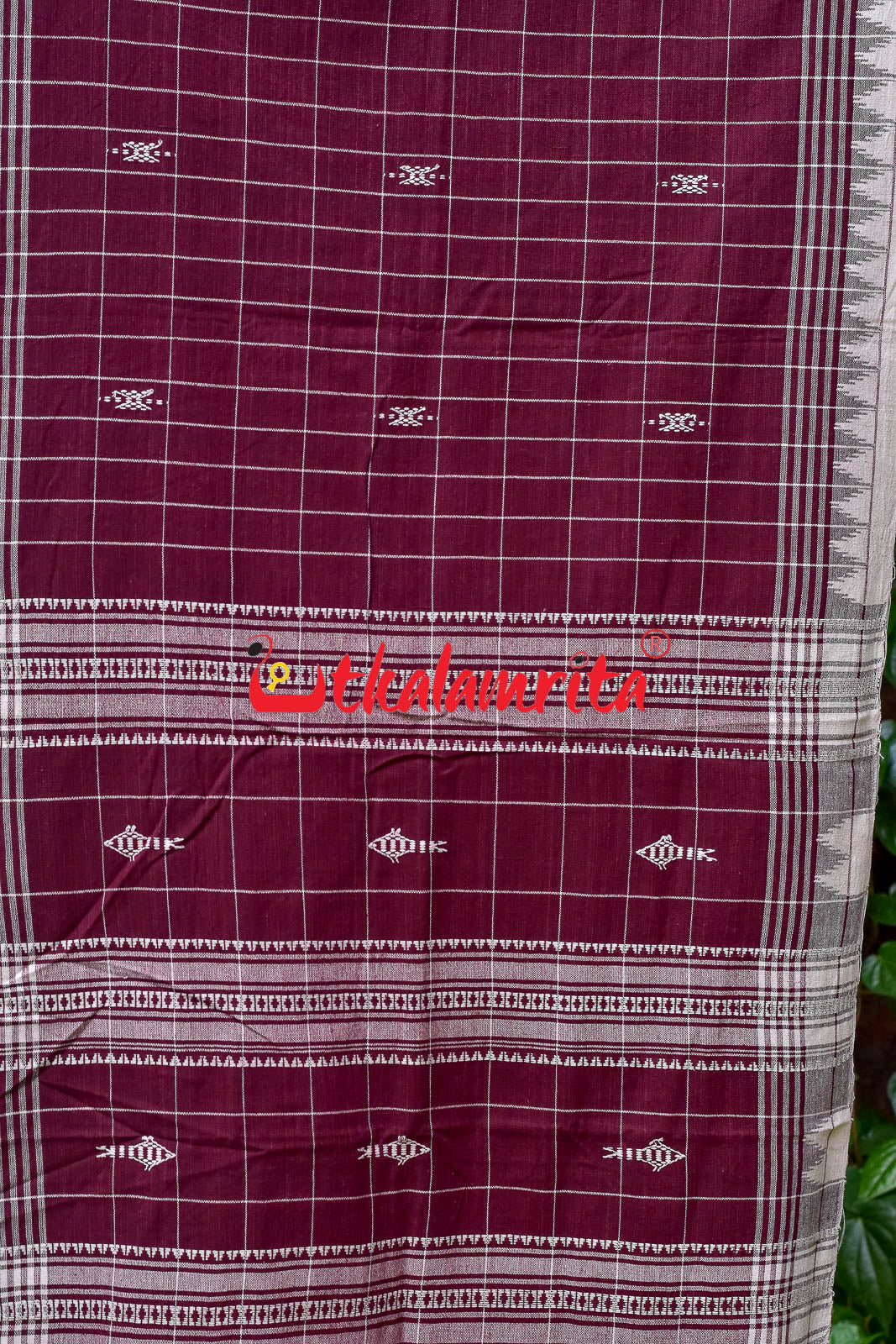 Maroon White Checks (Kotpad Dupatta)