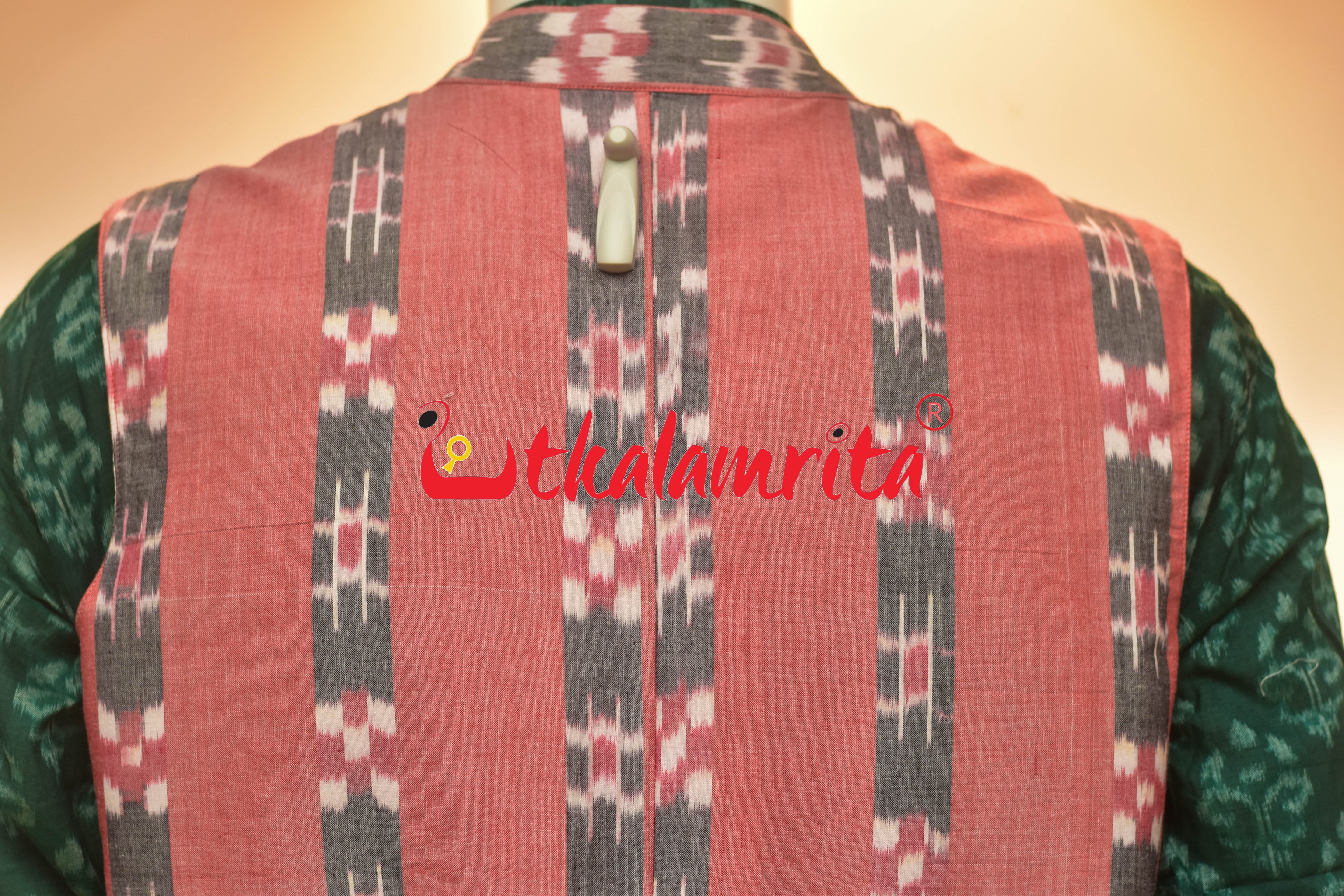 Peach Body Grey Lines Pasapali (Modi Jacket)