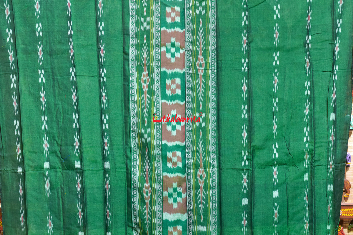 Green Golden Middle Pasapali Flower Ikat Dress Set