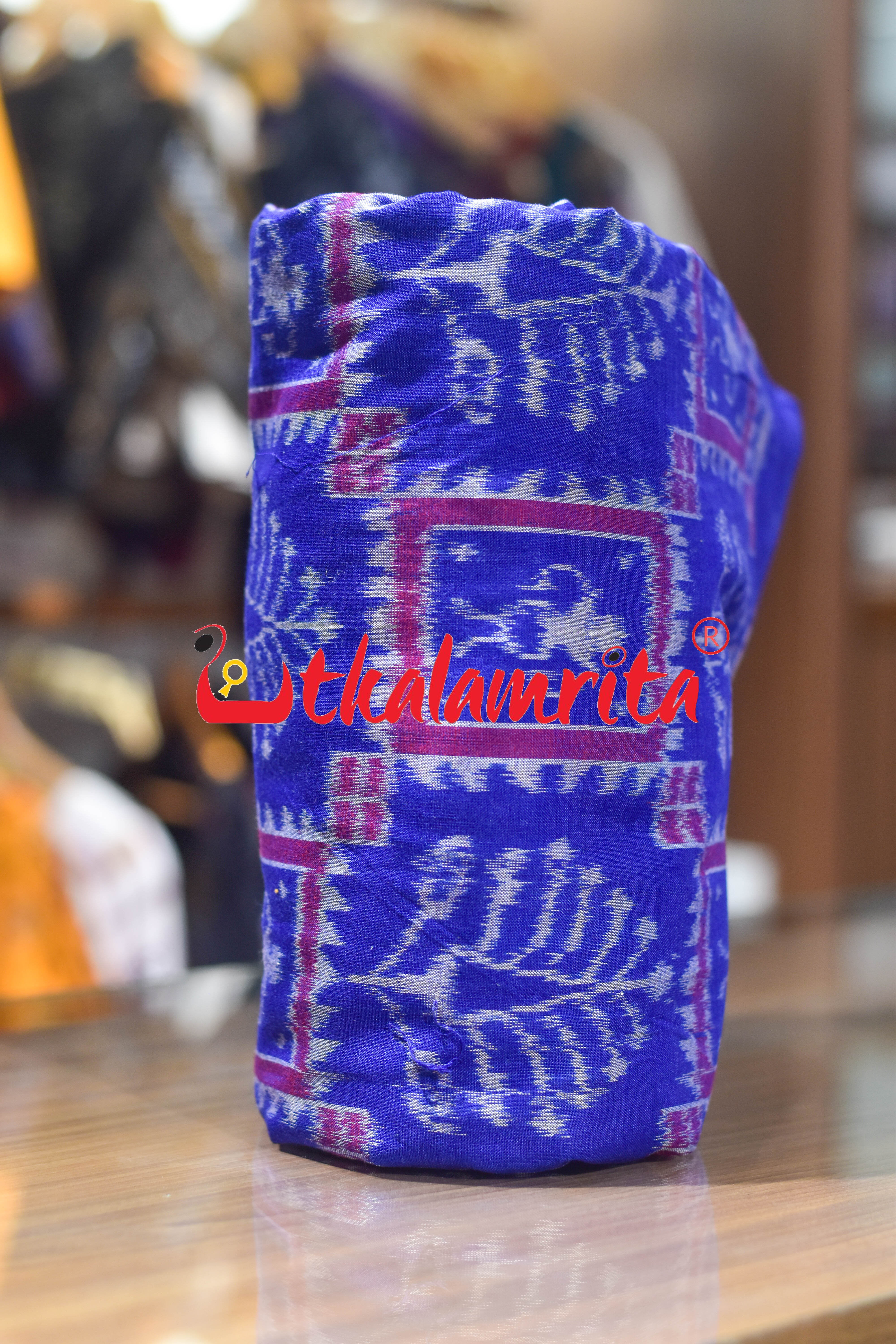 Blue Magenta Tribal Tree Sambalpuri Cotton (Fabric)