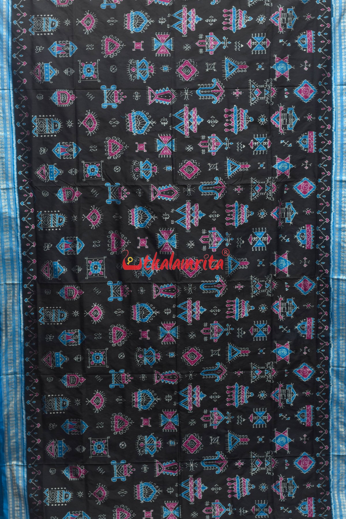 Black Blue Lakhmi Special Sambalpuri Silk Saree