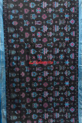 Black Blue Lakhmi Special Sambalpuri Silk Saree