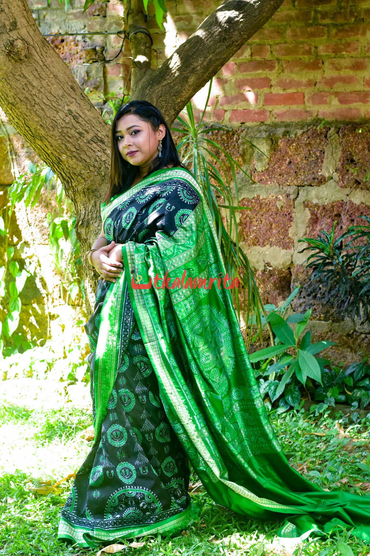 Green Laxmi Pada Sambalpuri Silk Saree