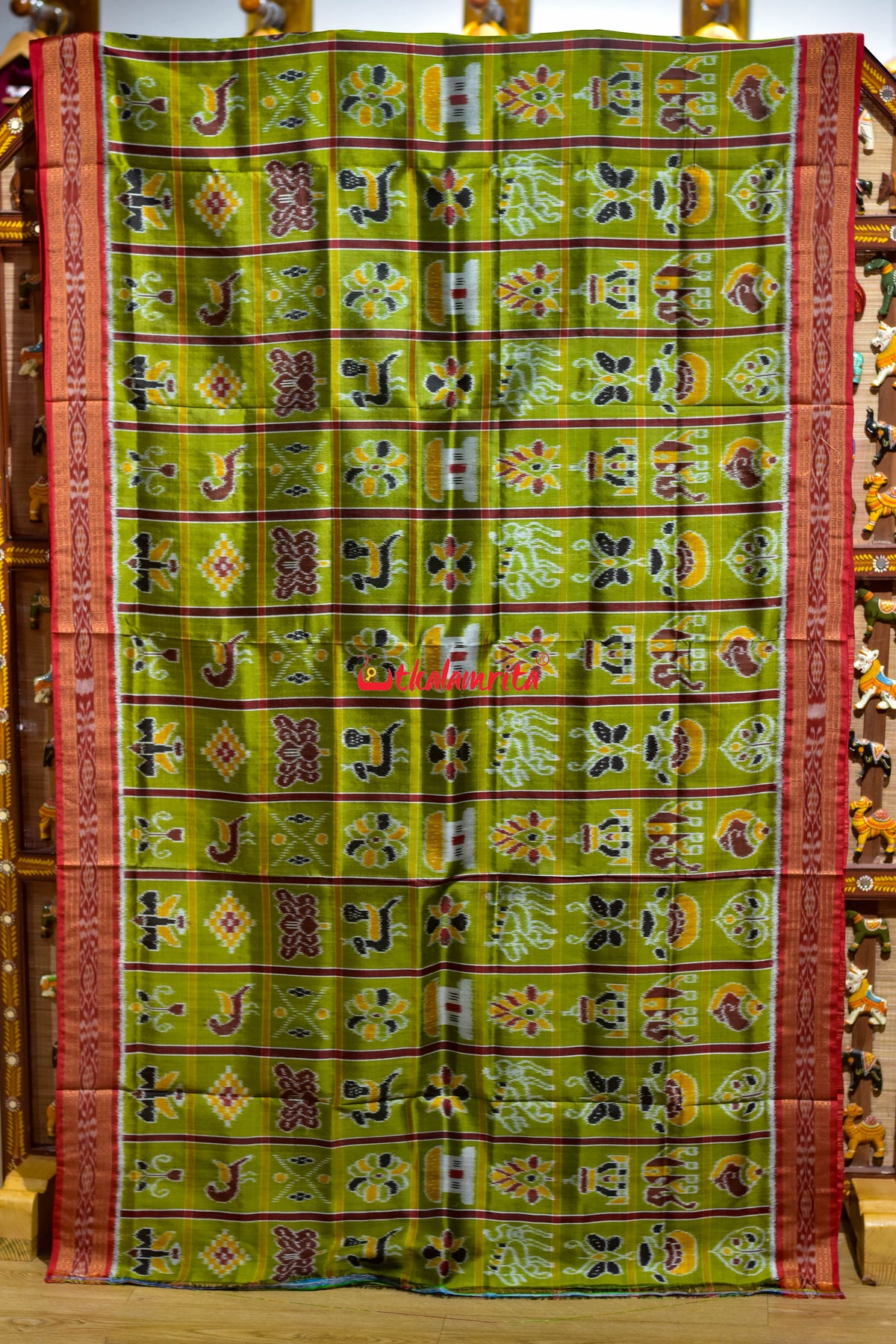 Janhiphuliya Red Nabakothi Khandua Silk Saree