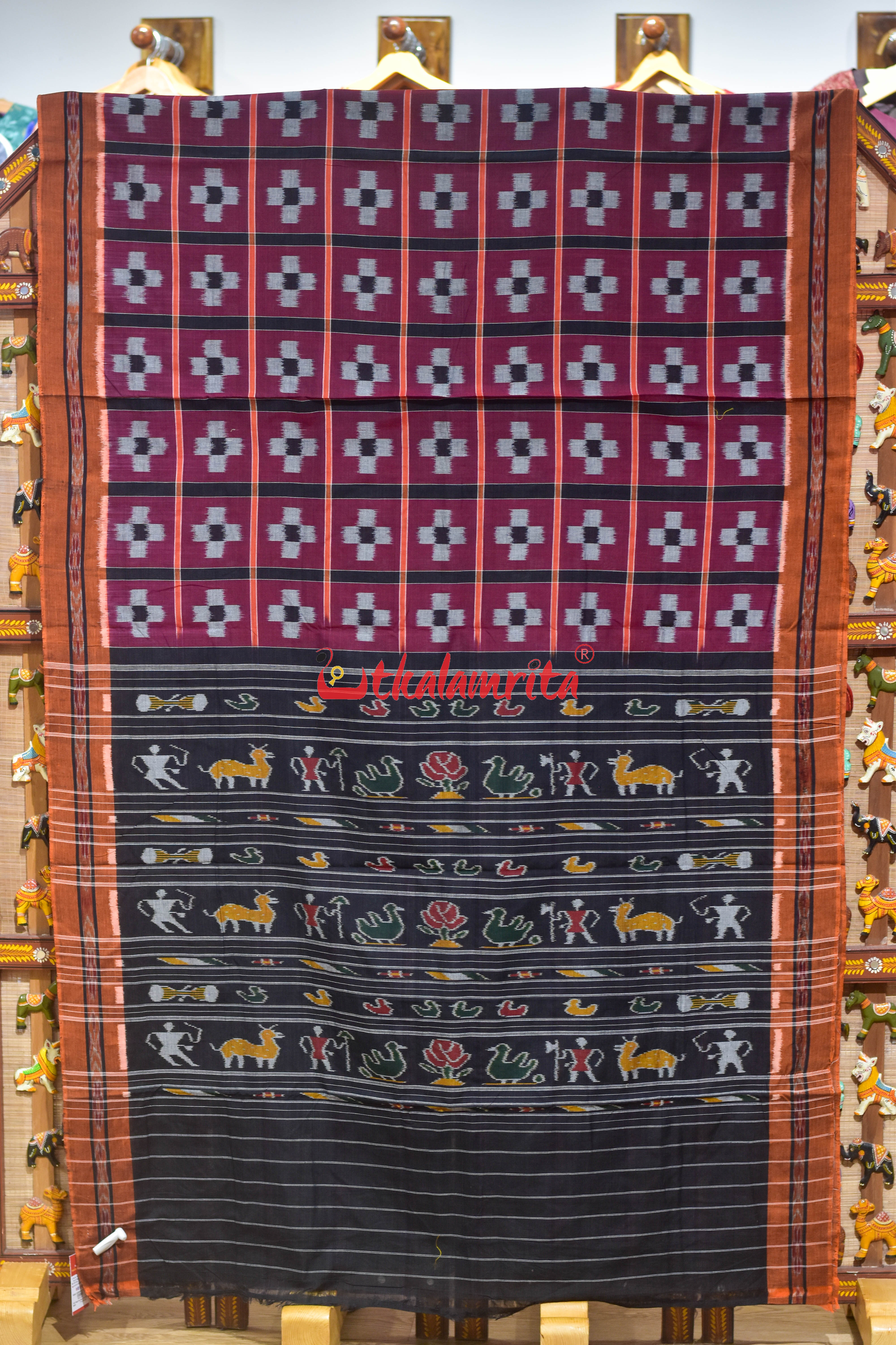 9 Kuthi Pasapali Purple khandua Cotton Saree